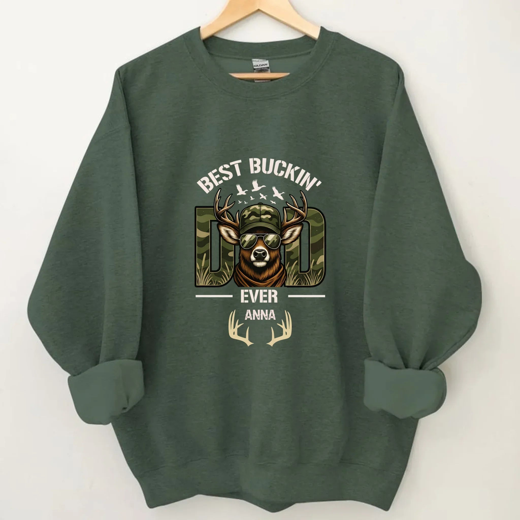 Hunter Dad Best Buckin' Dad Custom Kids Name - Personalized Shirt - Joliny