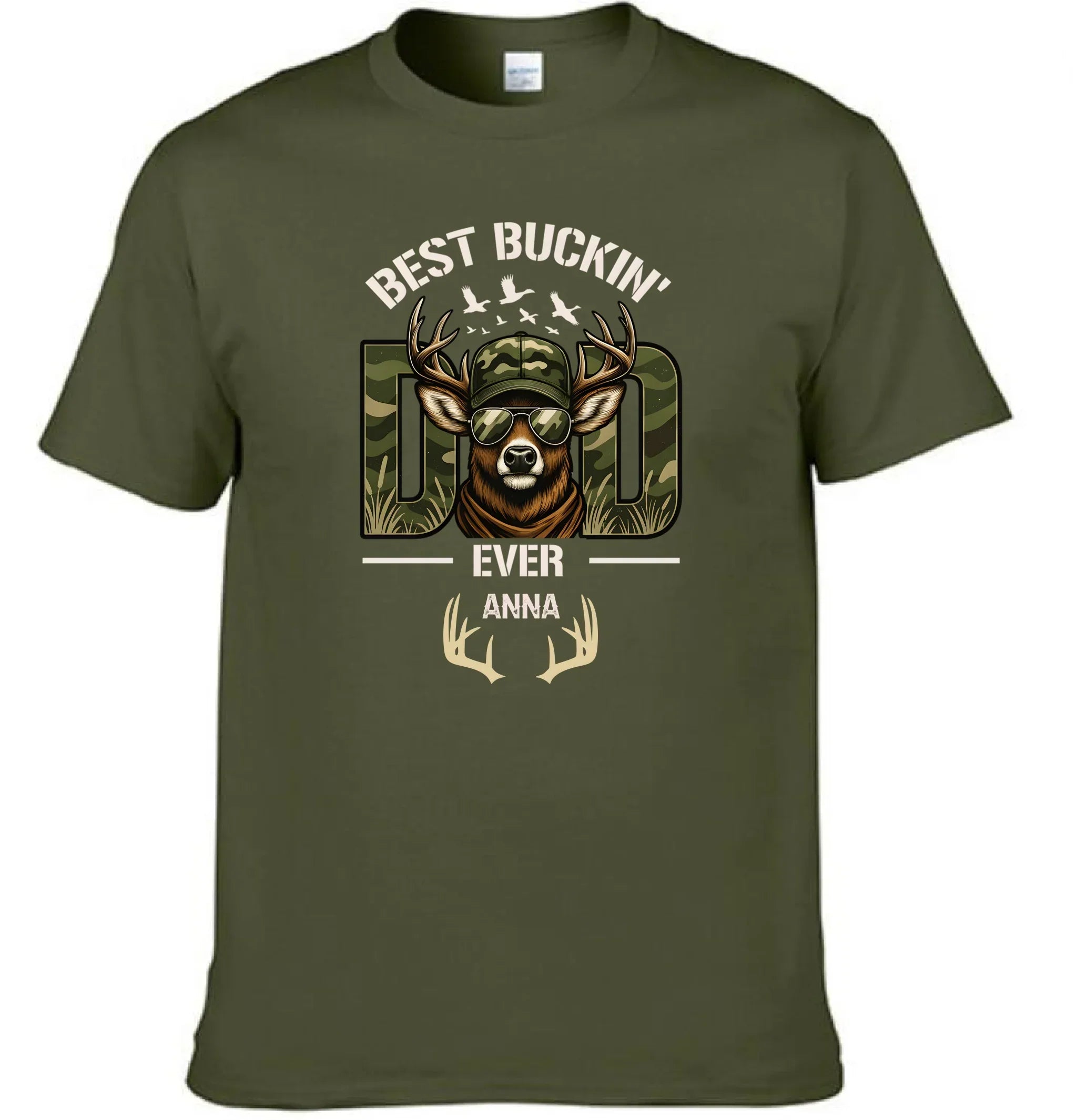 Hunter Dad Best Buckin' Dad Custom Kids Name - Personalized Shirt - Joliny