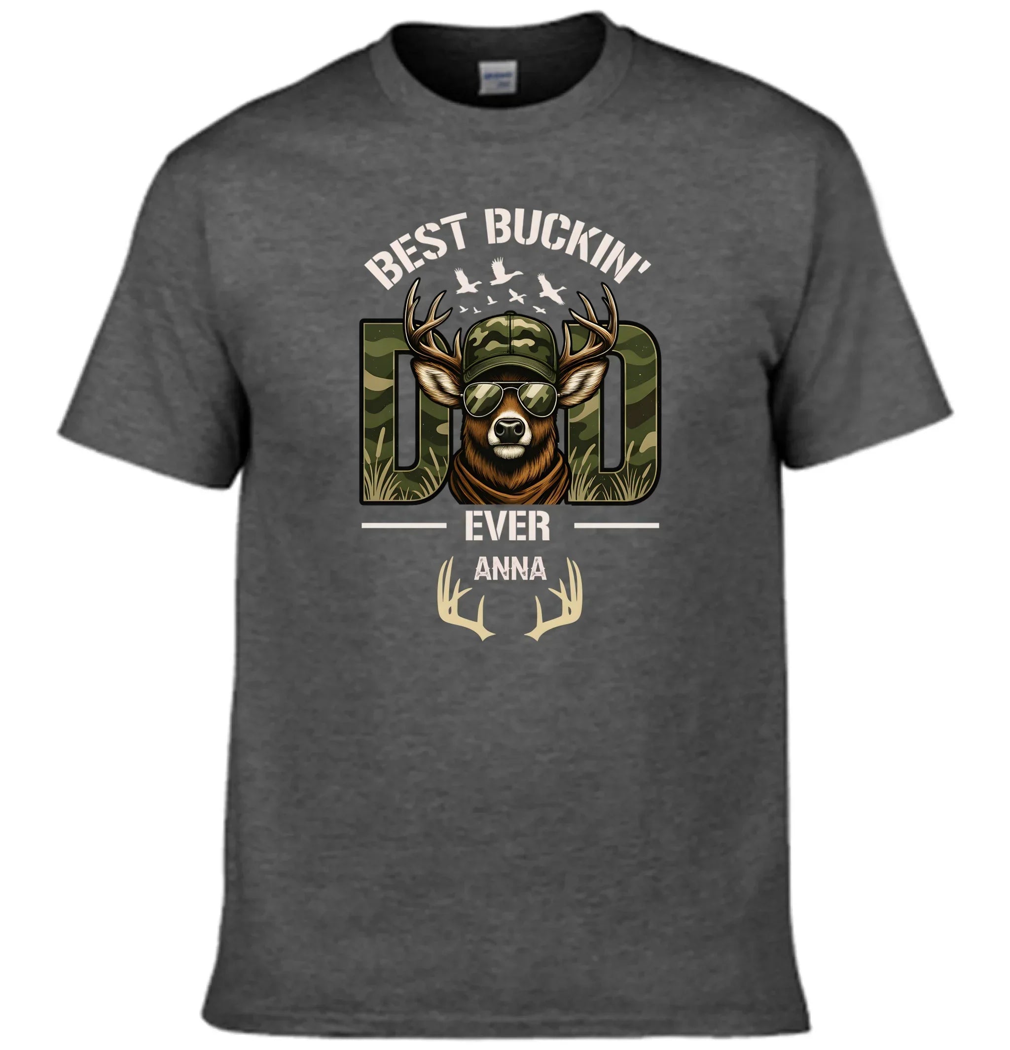 Hunter Dad Best Buckin' Dad Custom Kids Name - Personalized Shirt - Joliny