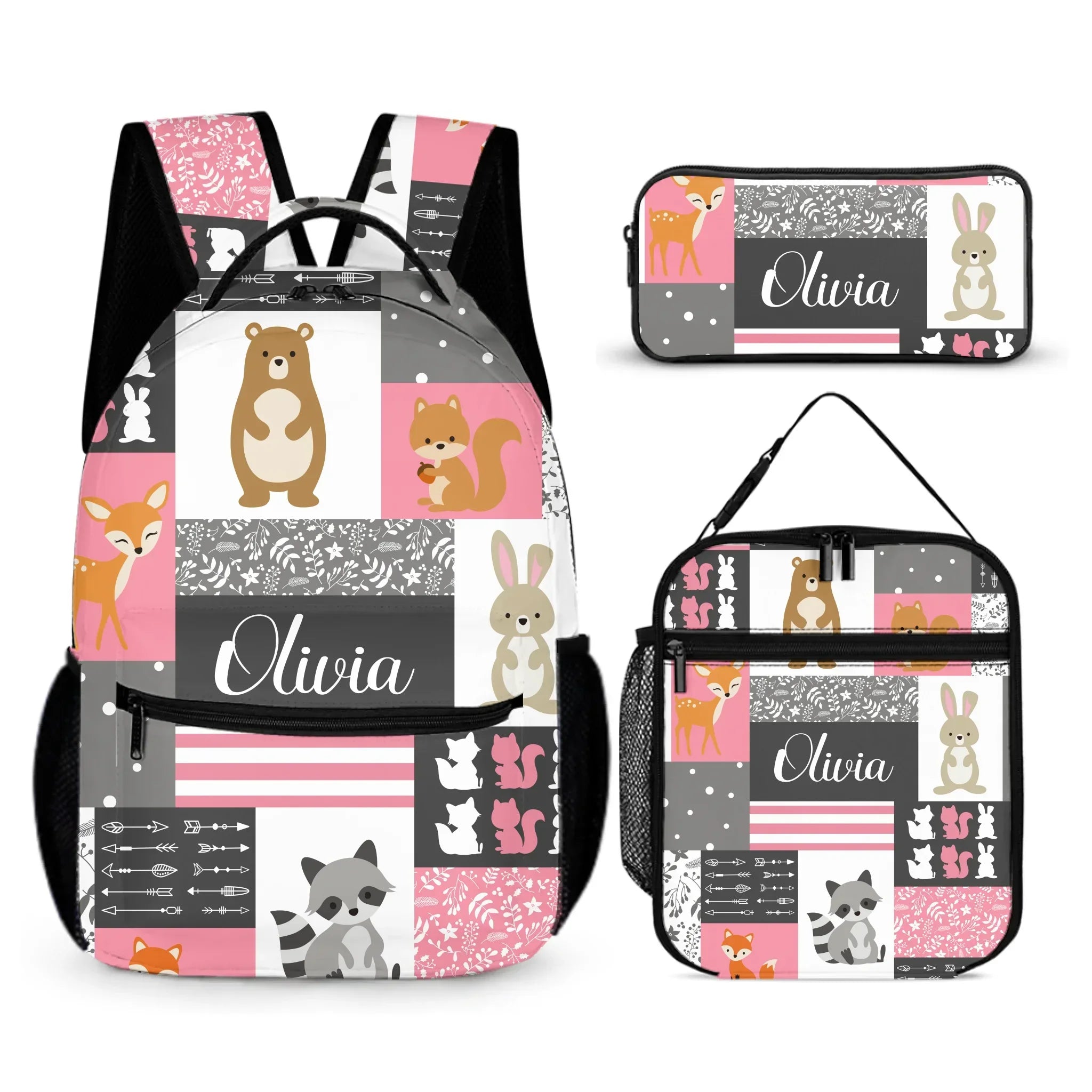 Personalized Custom Name Baby Backpack for Girl - Little Bear Rabbit Sika Deer Fox - Joliny