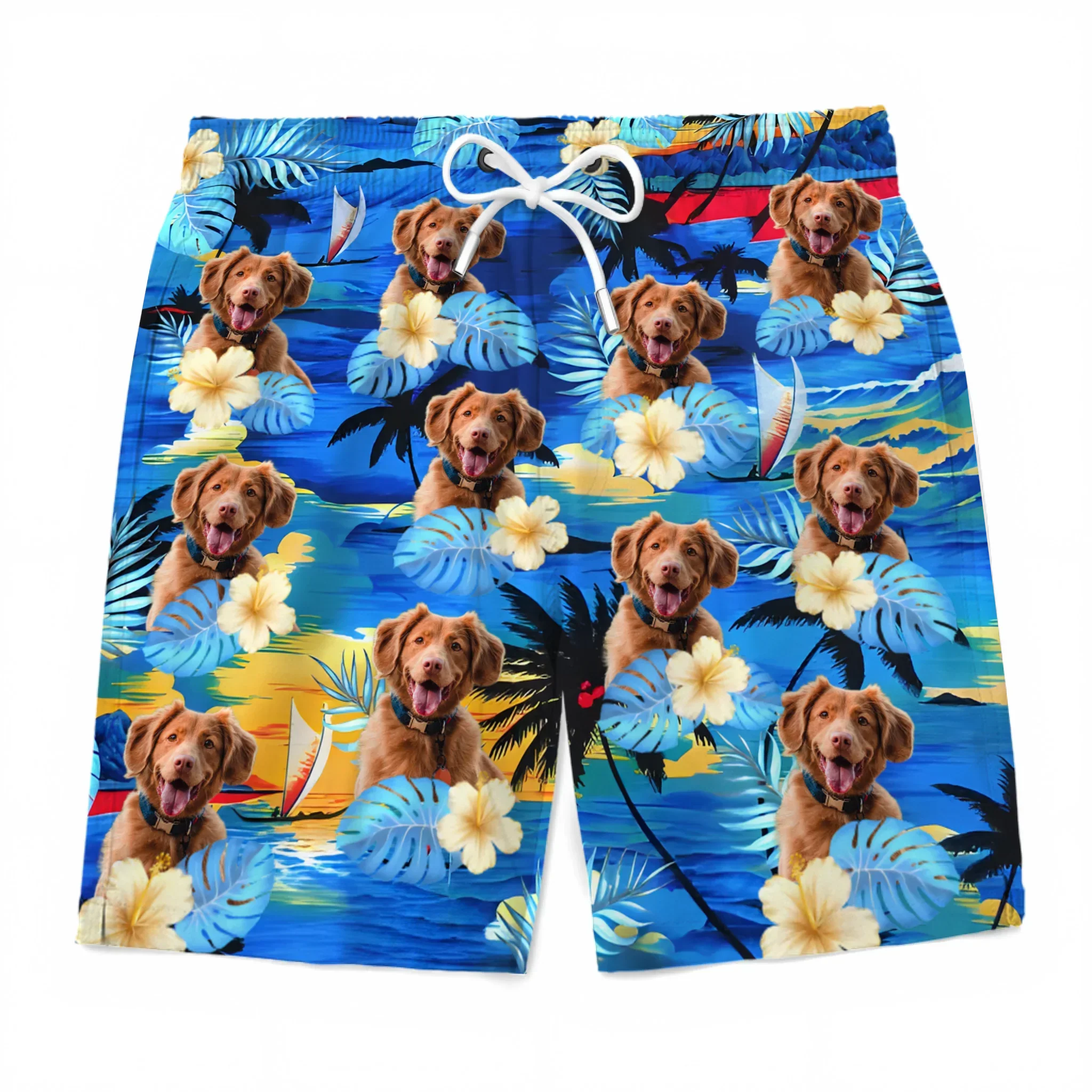 Custom Photo Life Is Better With Sandy Paws - Dog & Cat Photo Personalized Tropical Hawaiian Men Beach Shorts - Joliny