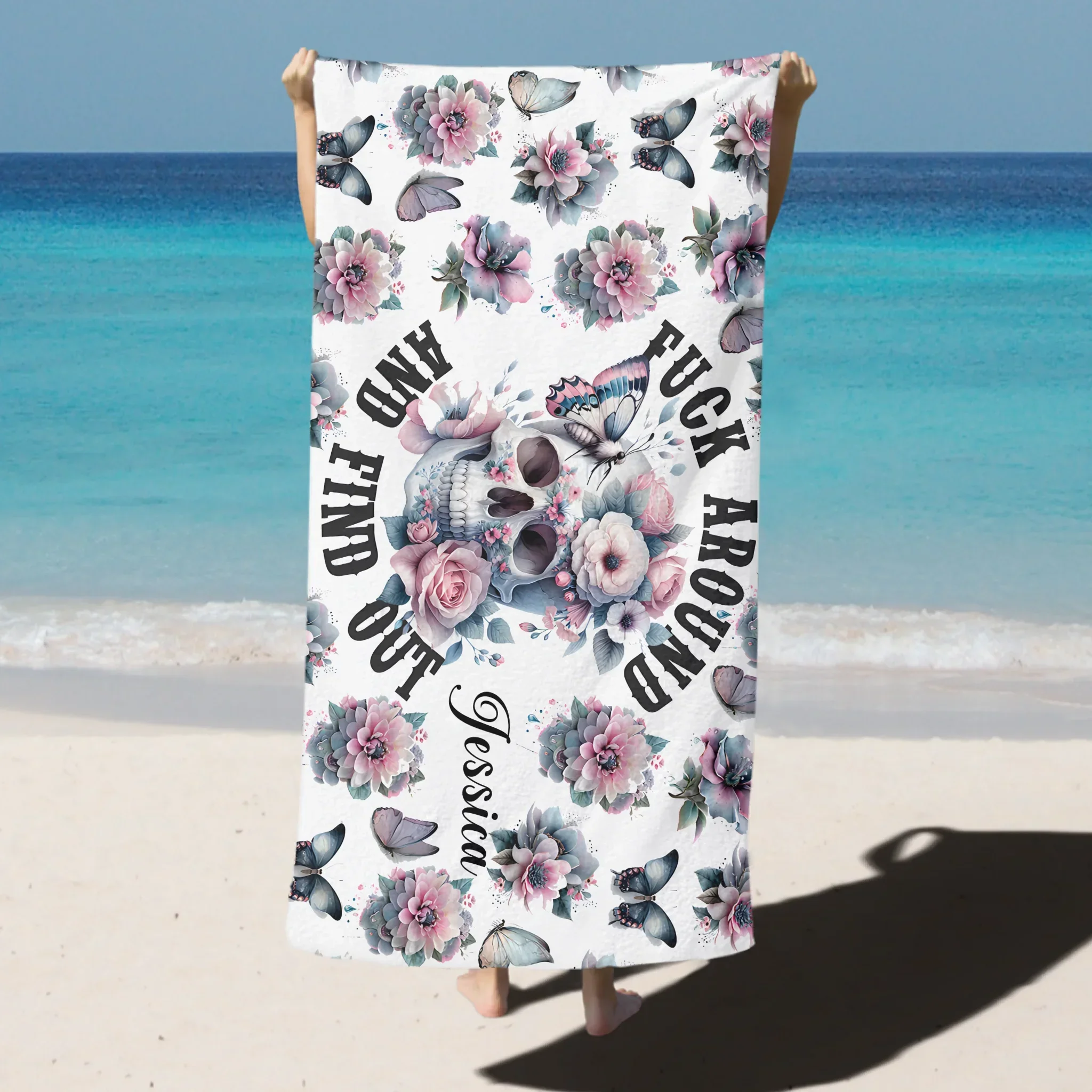 Fuck Around and Find Out - Personalized Skull Quick-dry Beach Towel