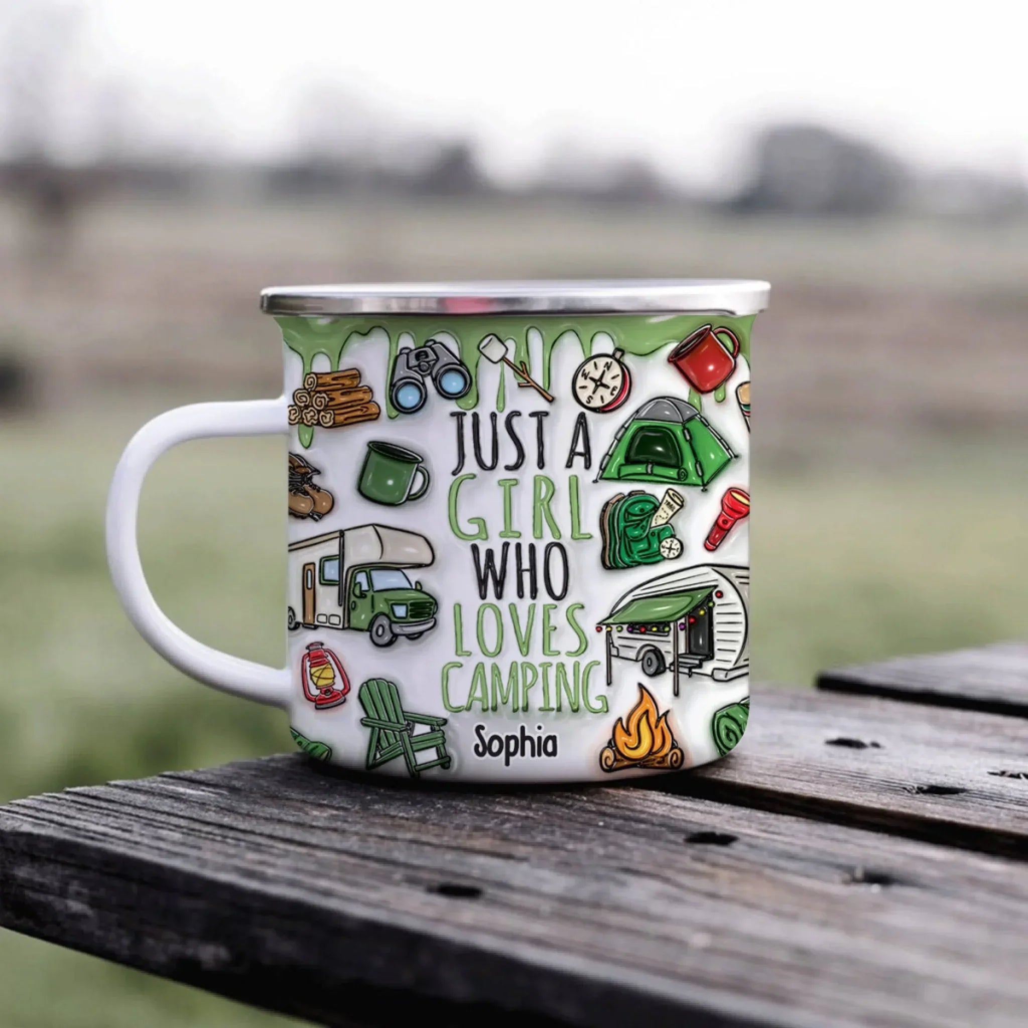 Just A Girl/Boy Who Loves Camping - Personalized Camping Enamel Mug - Joliny
