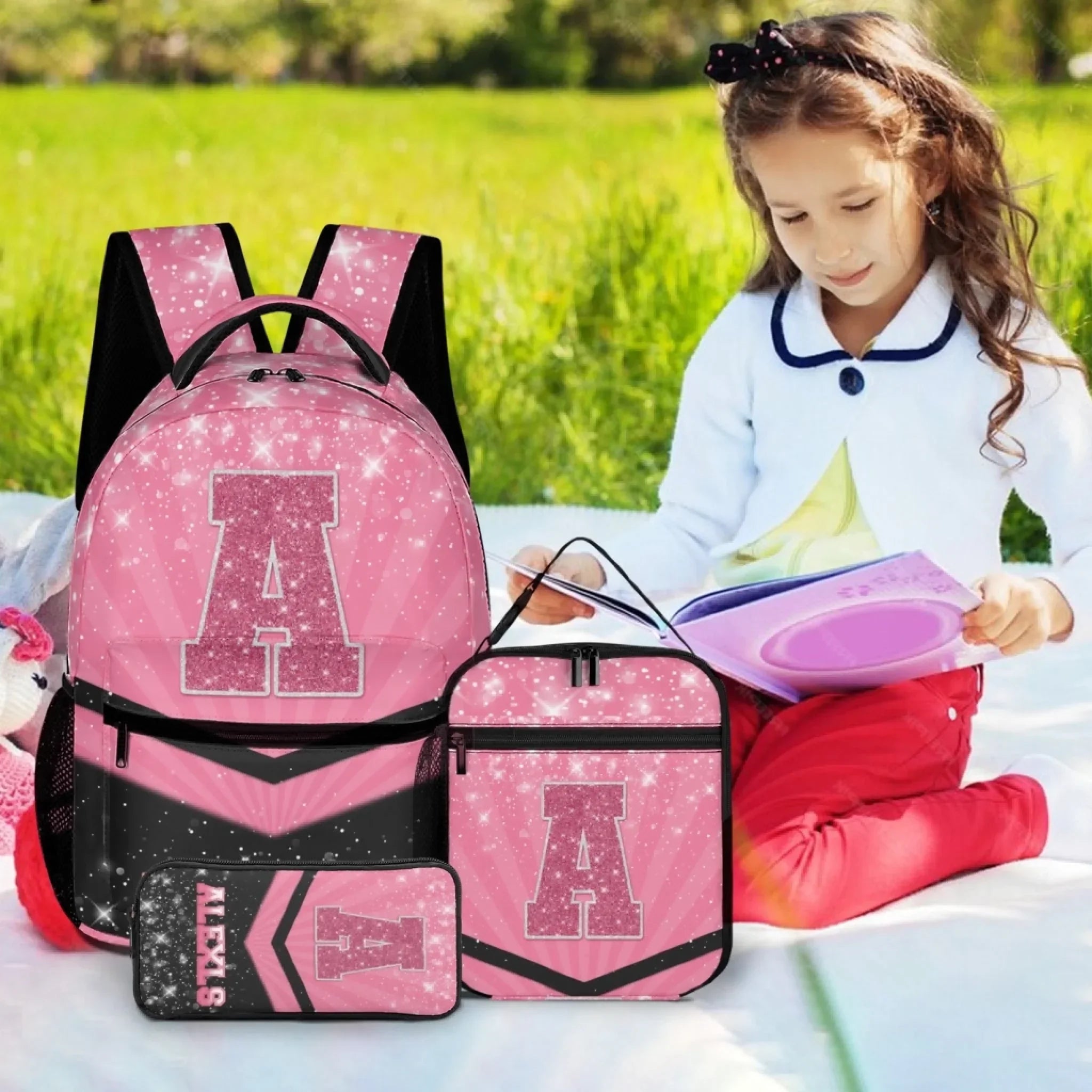 Customized Backpack - Personalized Glitter Monogrammed Name Bags for Kindergarten, Preschool and Elementary School Children - Joliny