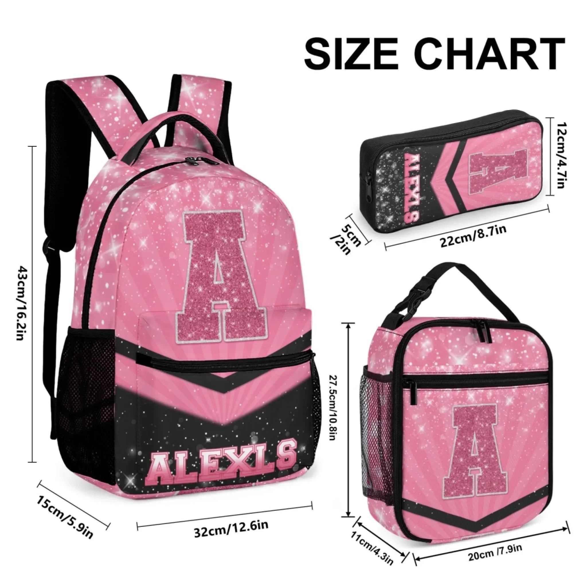 Customized Backpack - Personalized Glitter Monogrammed Name Bags for Kindergarten, Preschool and Elementary School Children - Joliny