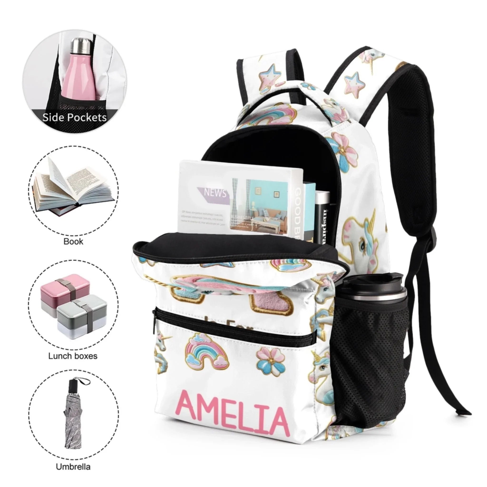 Beautiful Unicorn Alphabet - Personalized Name Backpack - Joliny