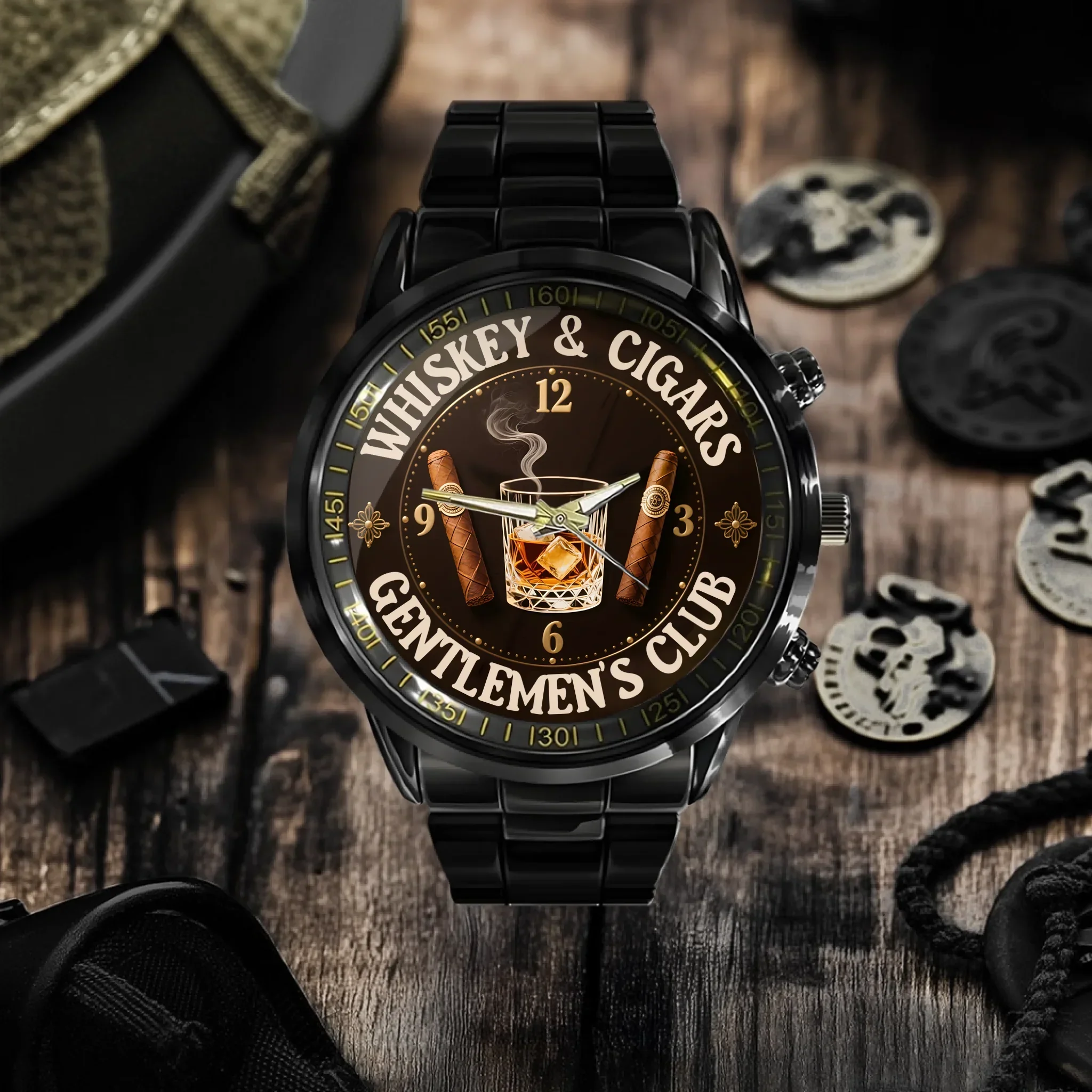 Whiskey and Cigar - Personalized Gentleman Club Watch - Joliny