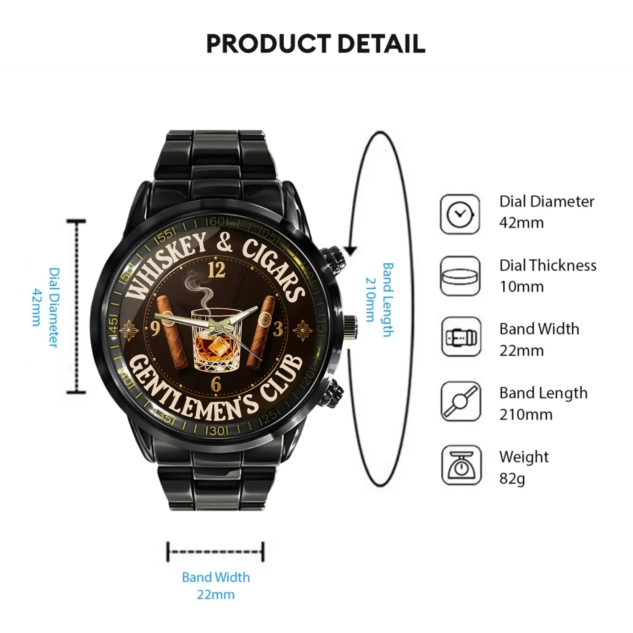 Whiskey and Cigar - Personalized Gentleman Club Watch - Joliny