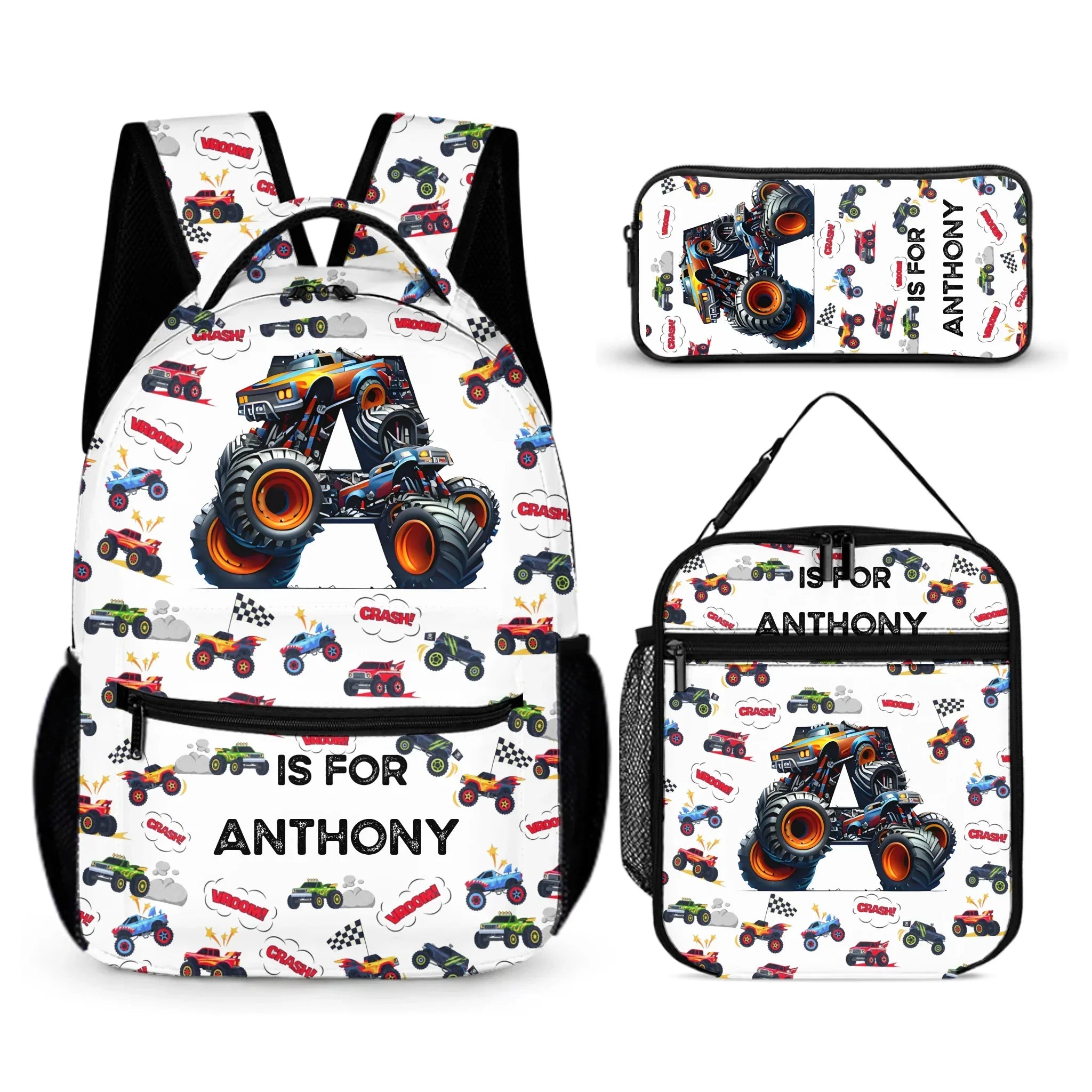 Monster Truck Alphabet - Personalized Children'S Backpack - A Great Start To The School Year Gift For Your Child! - Joliny