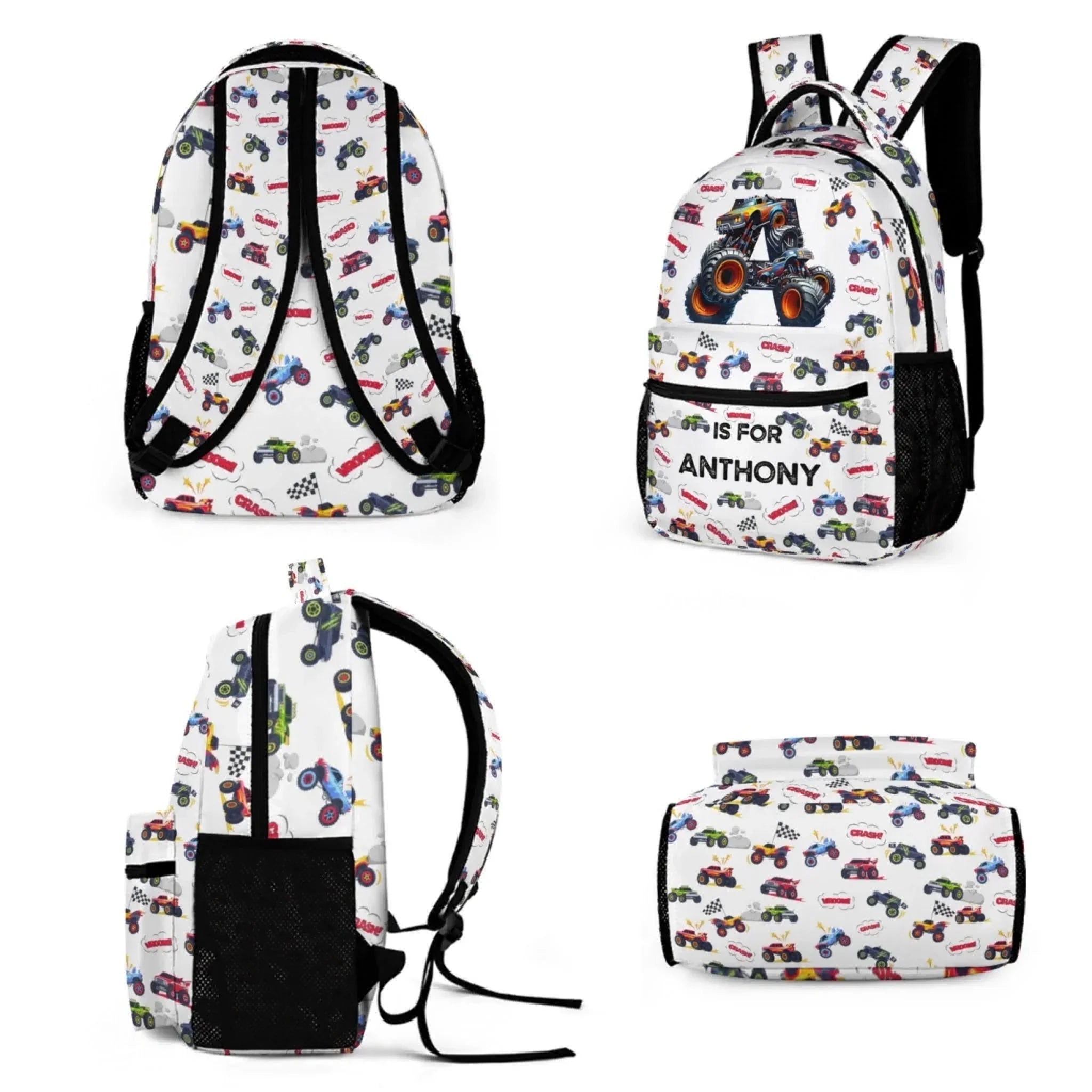 Monster Truck Alphabet - Personalized Children'S Backpack - A Great Start To The School Year Gift For Your Child! - Joliny