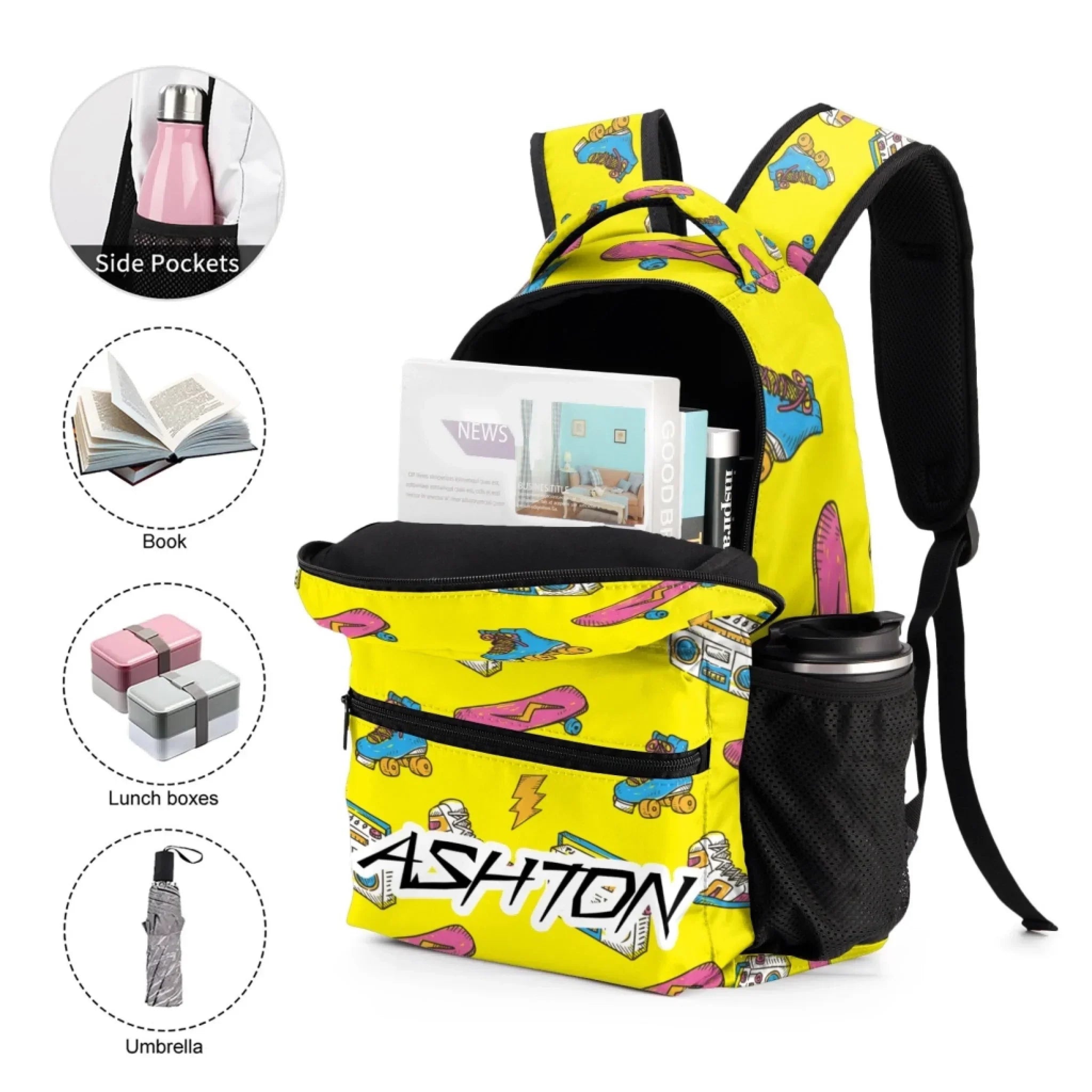 Personalized Name Customized Skateboard Backpacks - School Season Gifts for Kids - Joliny