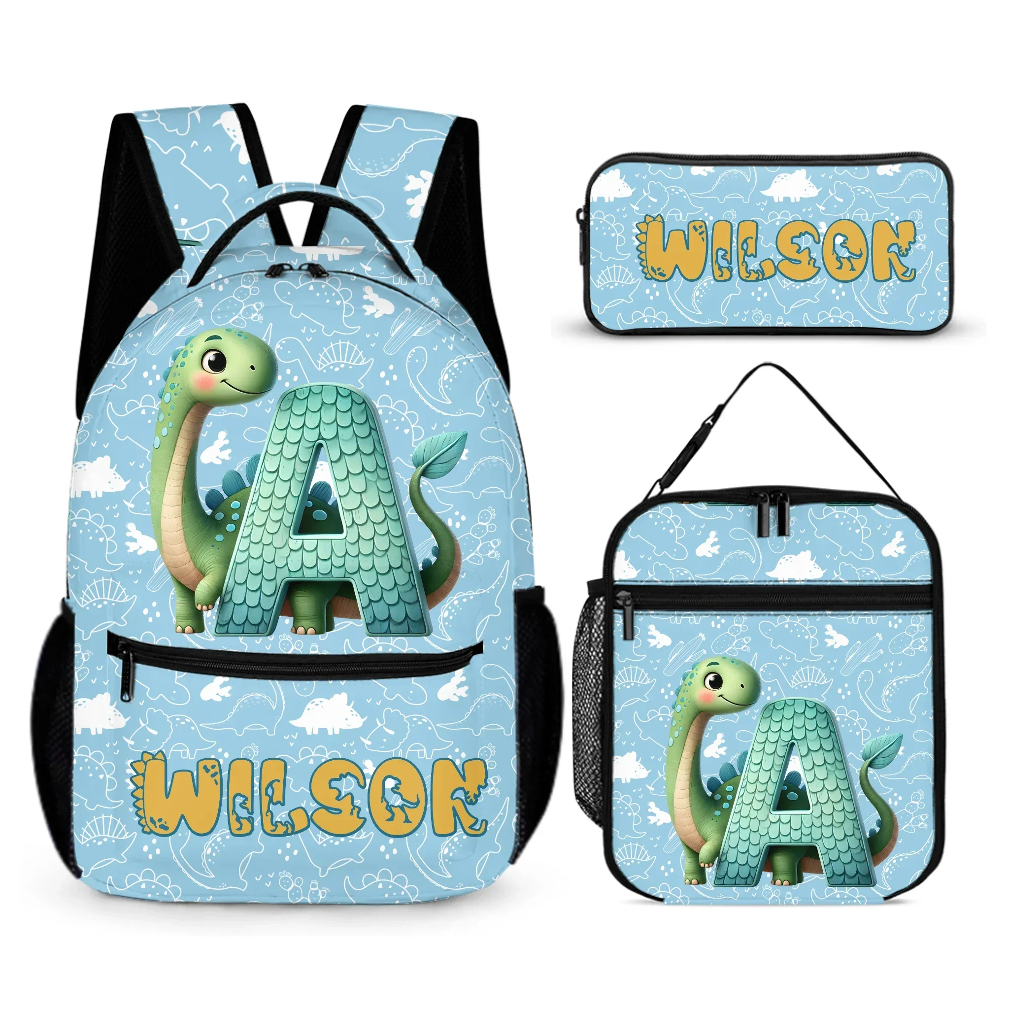 Customized Children's Backpack - with Customized Name and Initial Dinosaur Pattern - School Season Gift for Children - Joliny