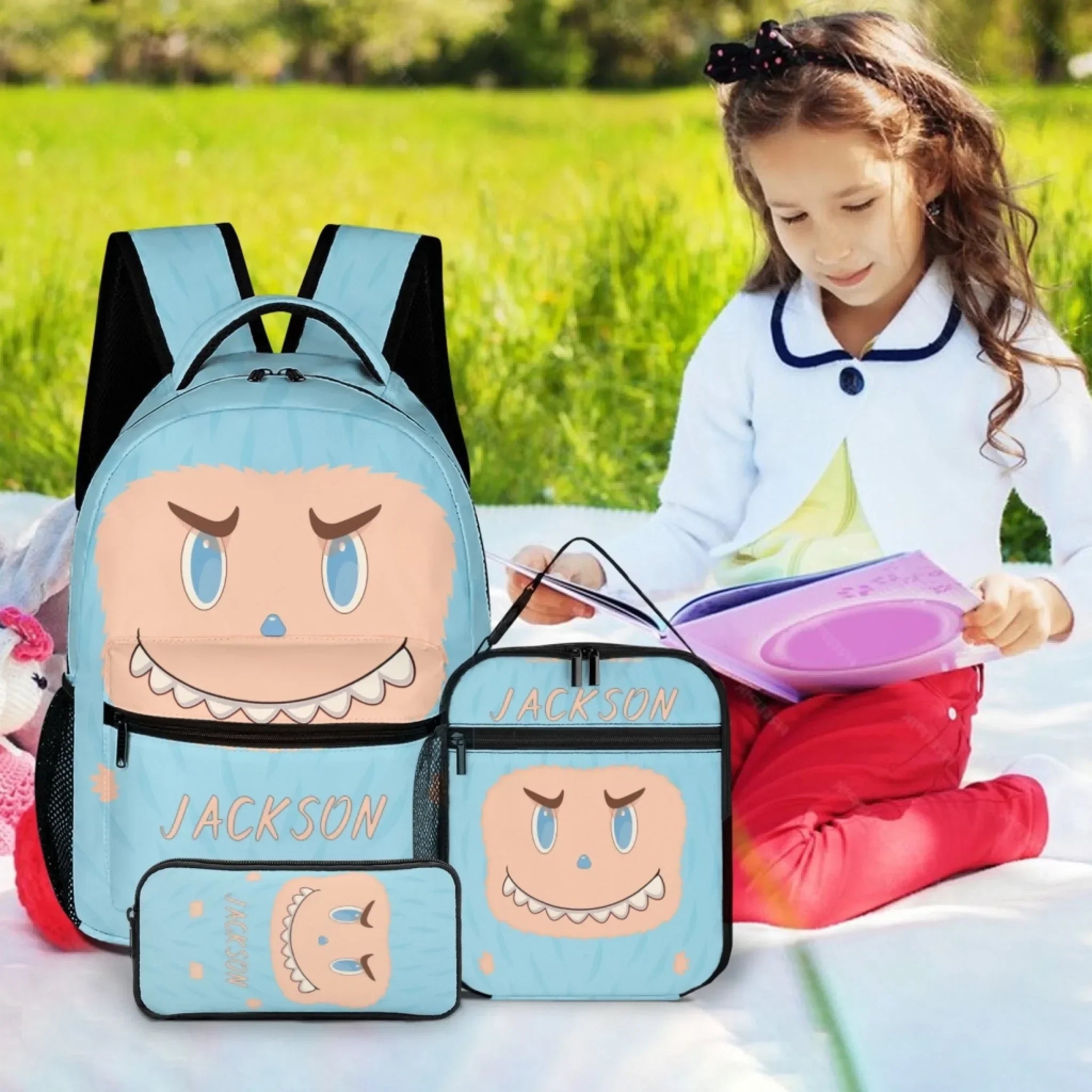 Personalized Monster Backpack Set – Add Your Child’s Name & Pick Their Favorite Color - Joliny