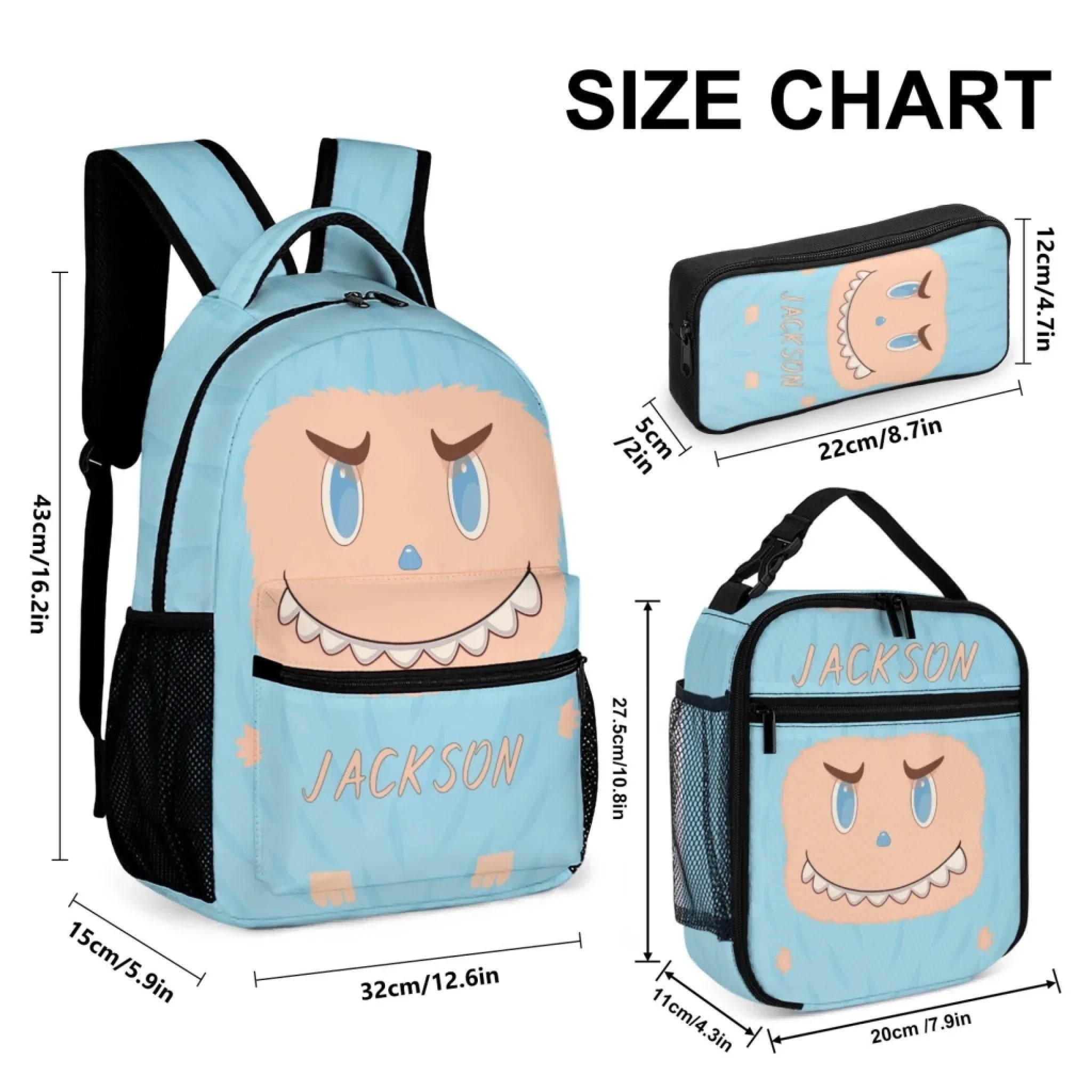 Personalized Monster Backpack Set – Add Your Child’s Name & Pick Their Favorite Color - Joliny