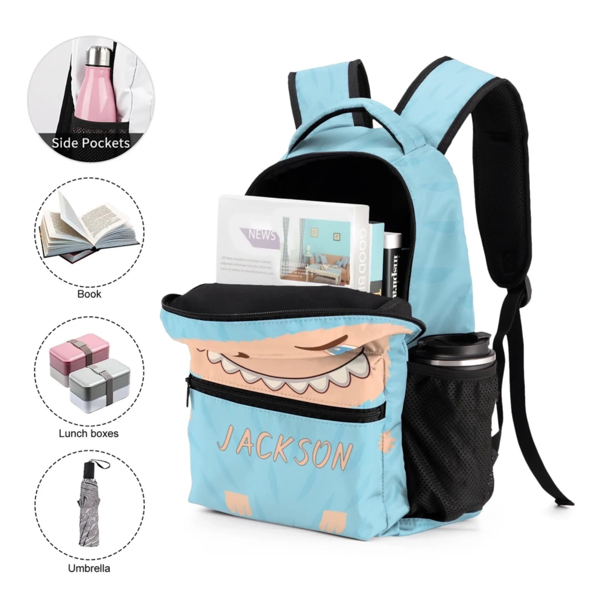 Personalized Monster Backpack Set – Add Your Child’s Name & Pick Their Favorite Color - Joliny