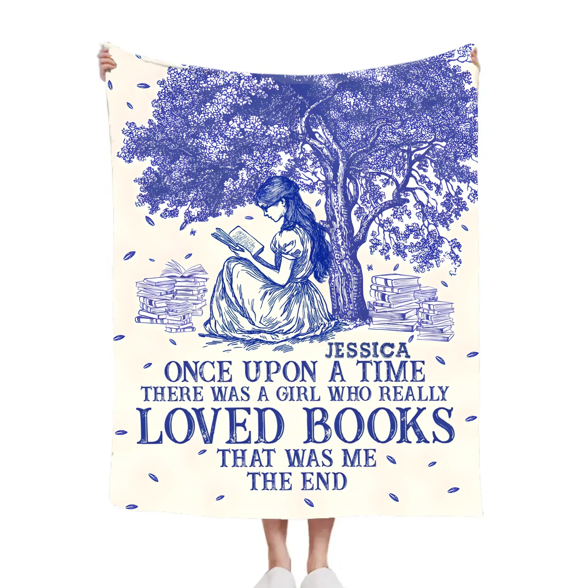 Once Upon A Time A Girl Who Loved Books - Personalized Blanket - Joliny