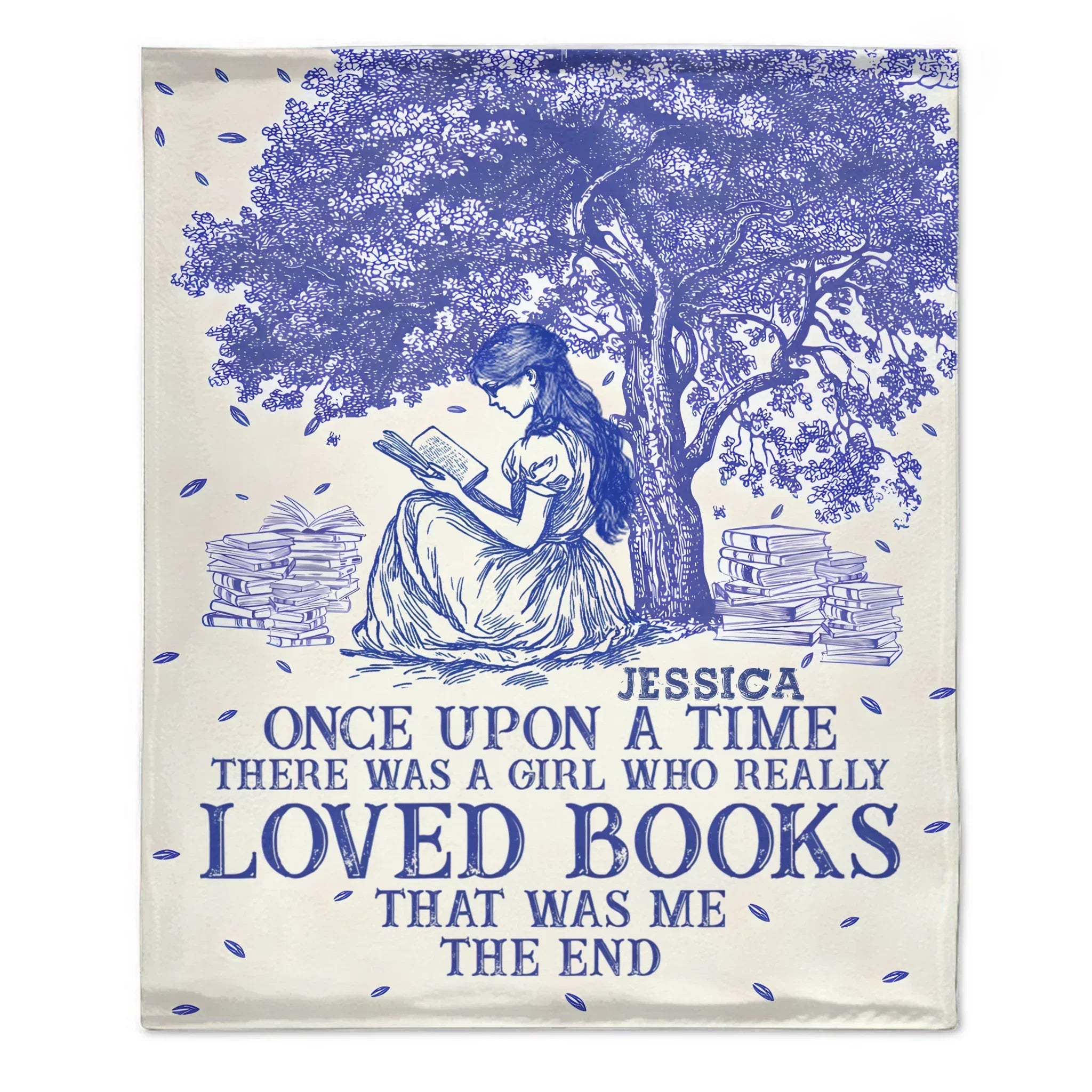 Once Upon A Time A Girl Who Loved Books - Personalized Blanket - Joliny