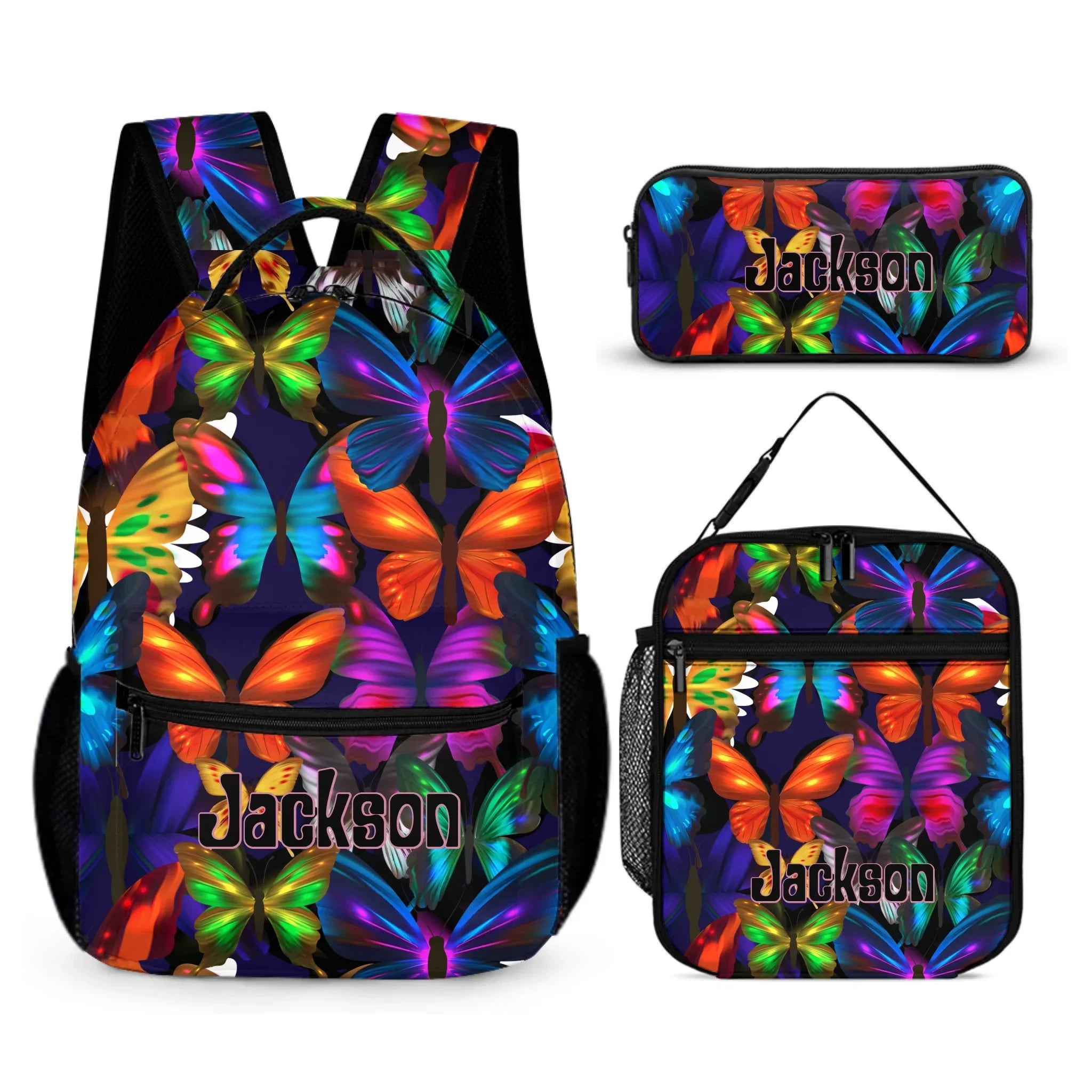 Psychedelic Butterfly Name Customized Backpack - School Season Gift For Kids - Joliny