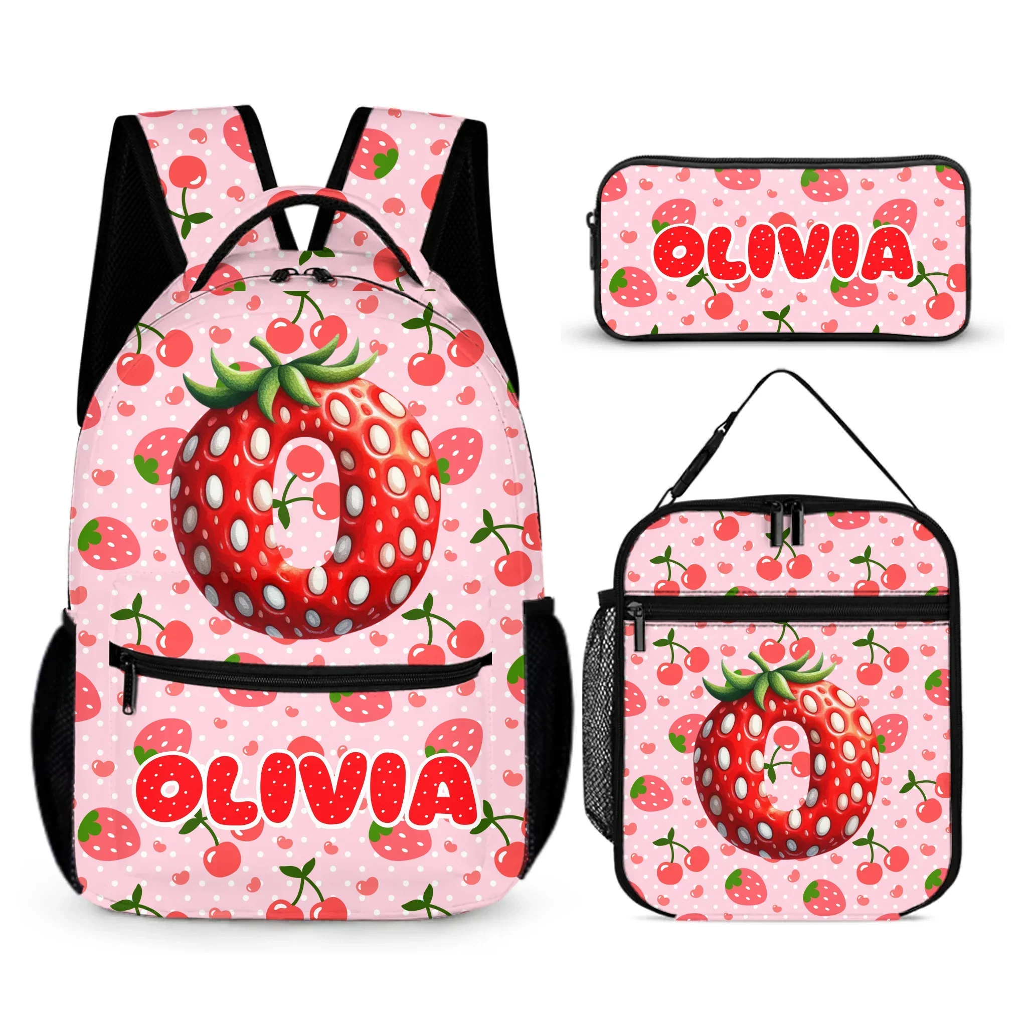 Pink Strawberries - Personalized Backpack - Back-to-school Gift - Joliny