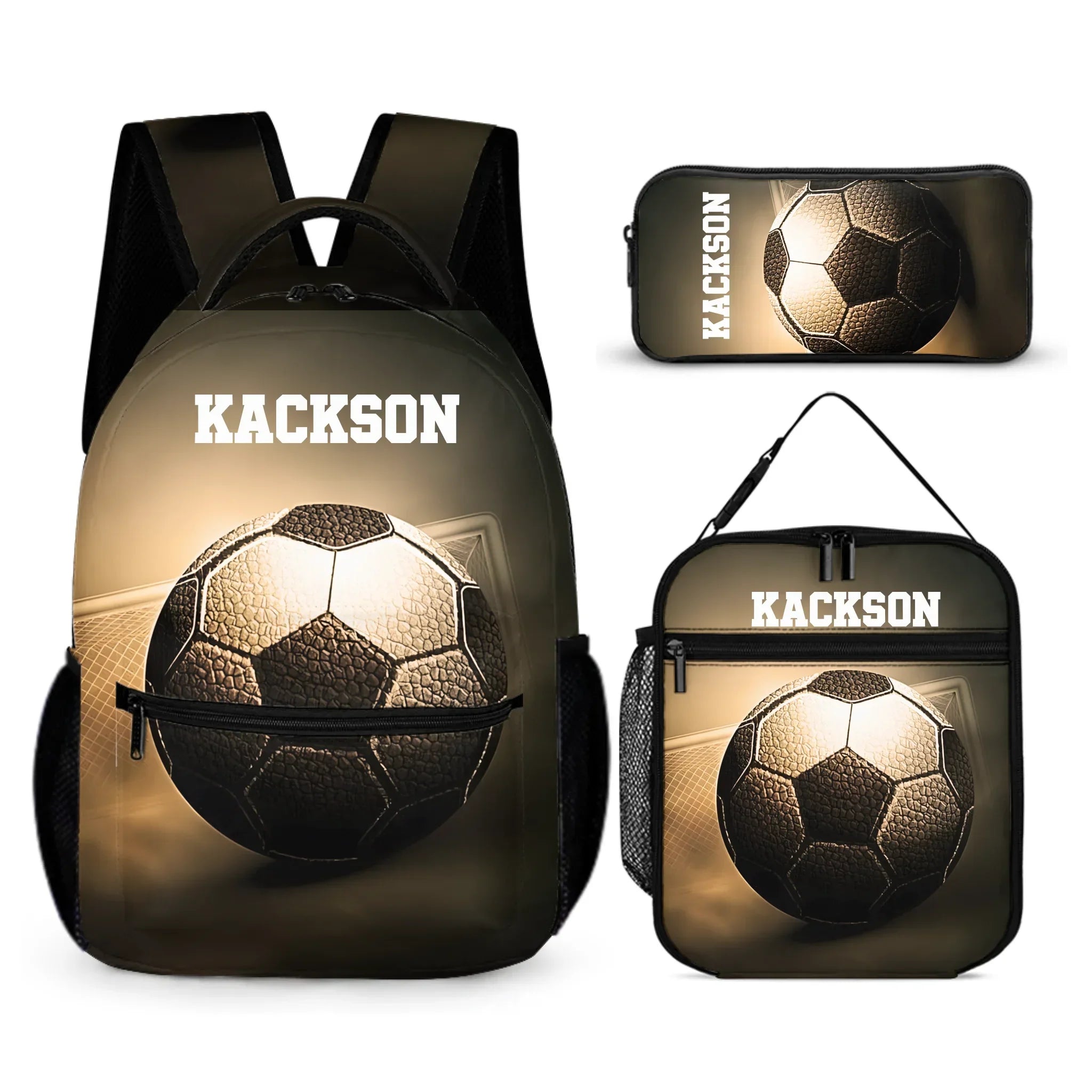 Name Custom Football Glow-in-the-Dark 3D Printed School Backpack - Opening Season Gift for Kids Who Love Football - Joliny