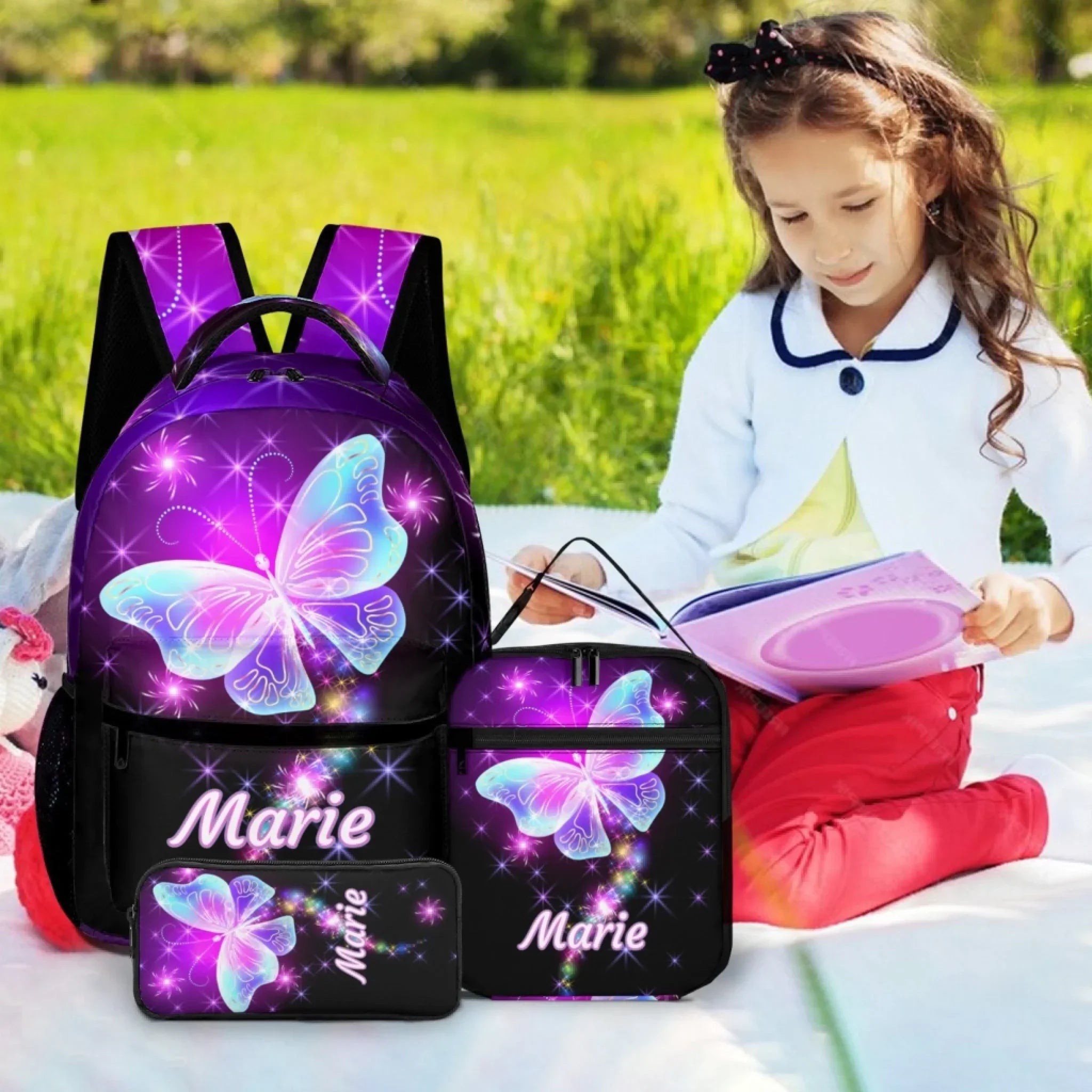Dazzling Butterfly Name Customized Backpack - School Season Gift for Kids - Joliny