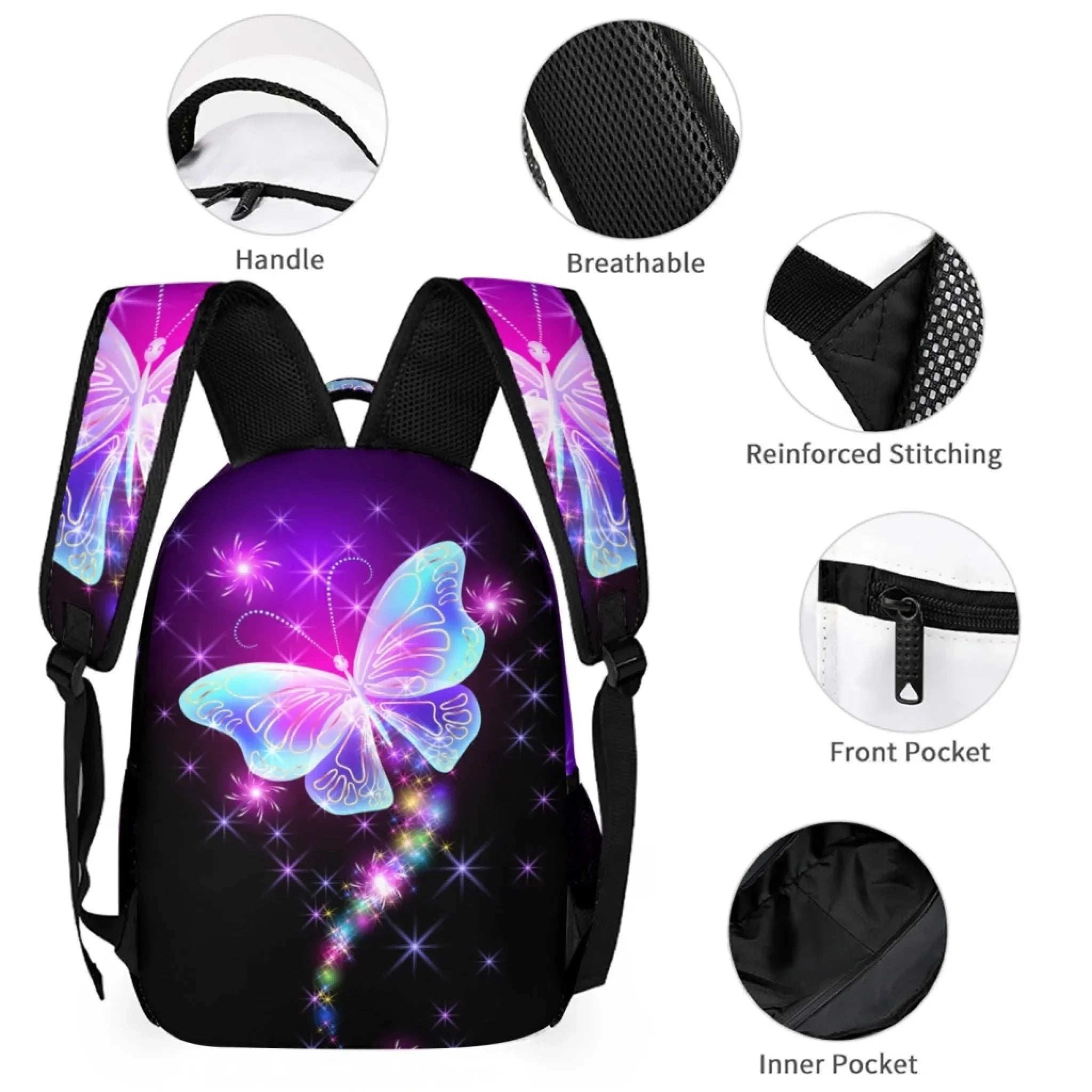 Dazzling Butterfly Name Customized Backpack - School Season Gift for Kids - Joliny