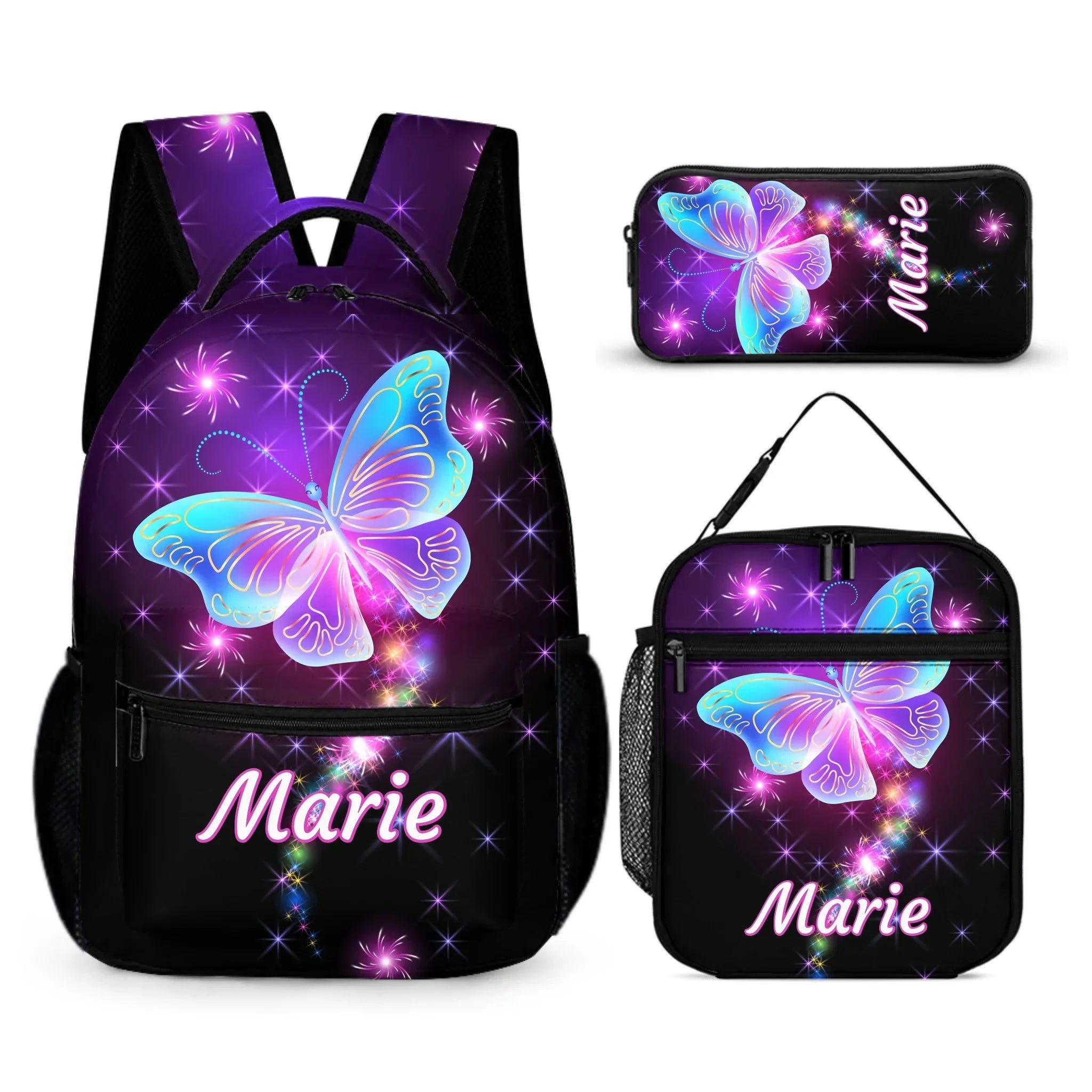 Dazzling Butterfly Name Customized Backpack - School Season Gift for Kids - Joliny