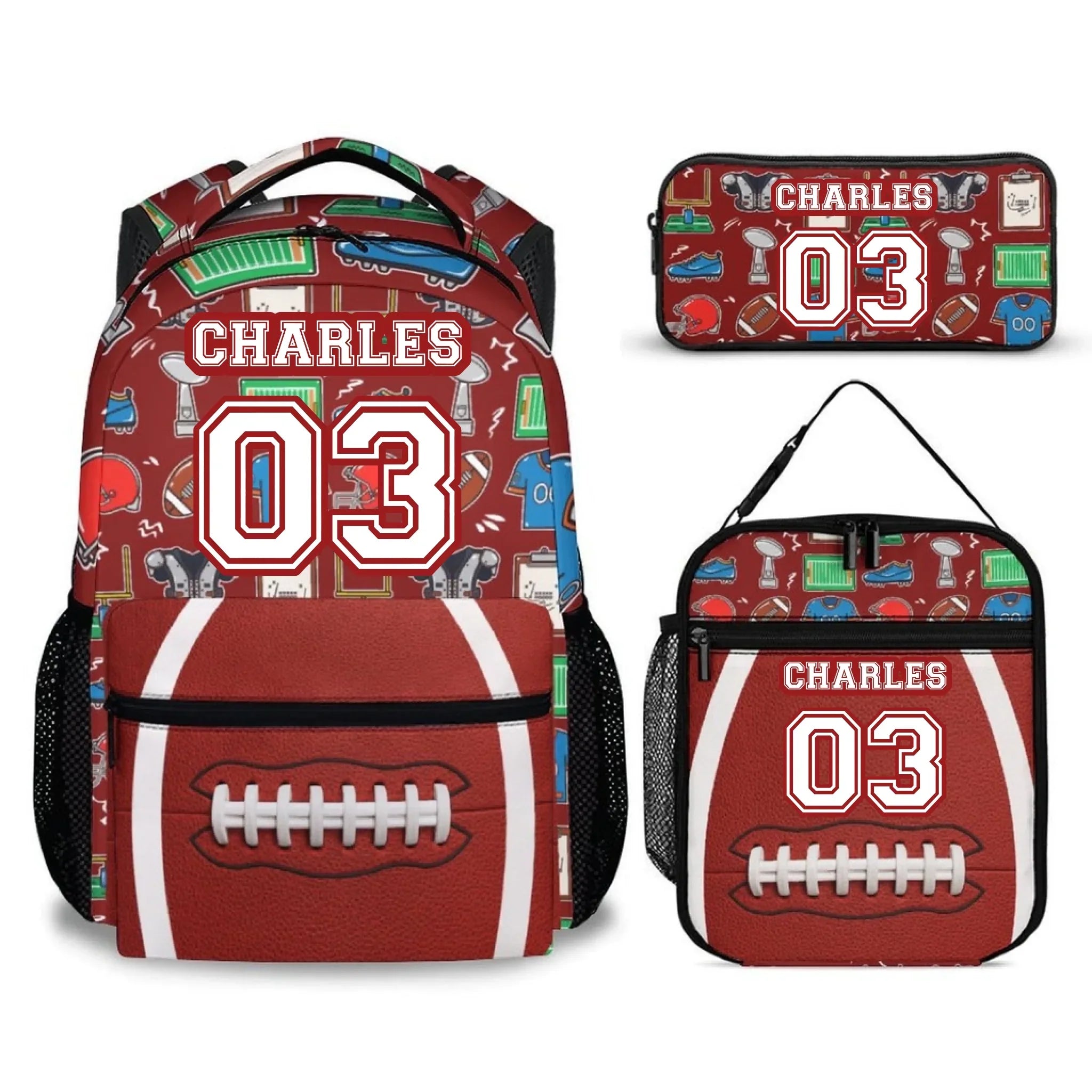 Personalized Name Custom Sports Backpack - Includes Basketball Baseball Soccer Football Rugby Personalized Backpacks - Joliny