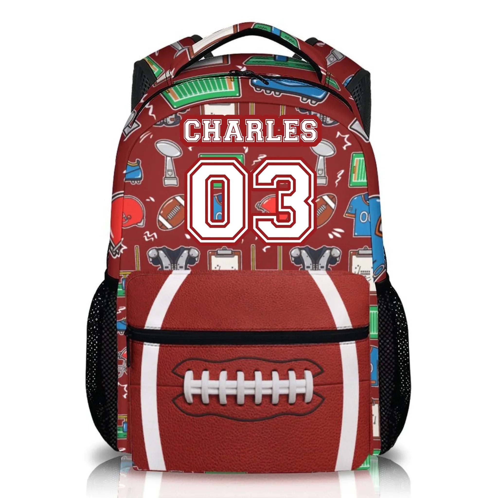 Personalized Name Custom Sports Backpack - Includes Basketball Baseball Soccer Football Rugby Personalized Backpacks - Joliny
