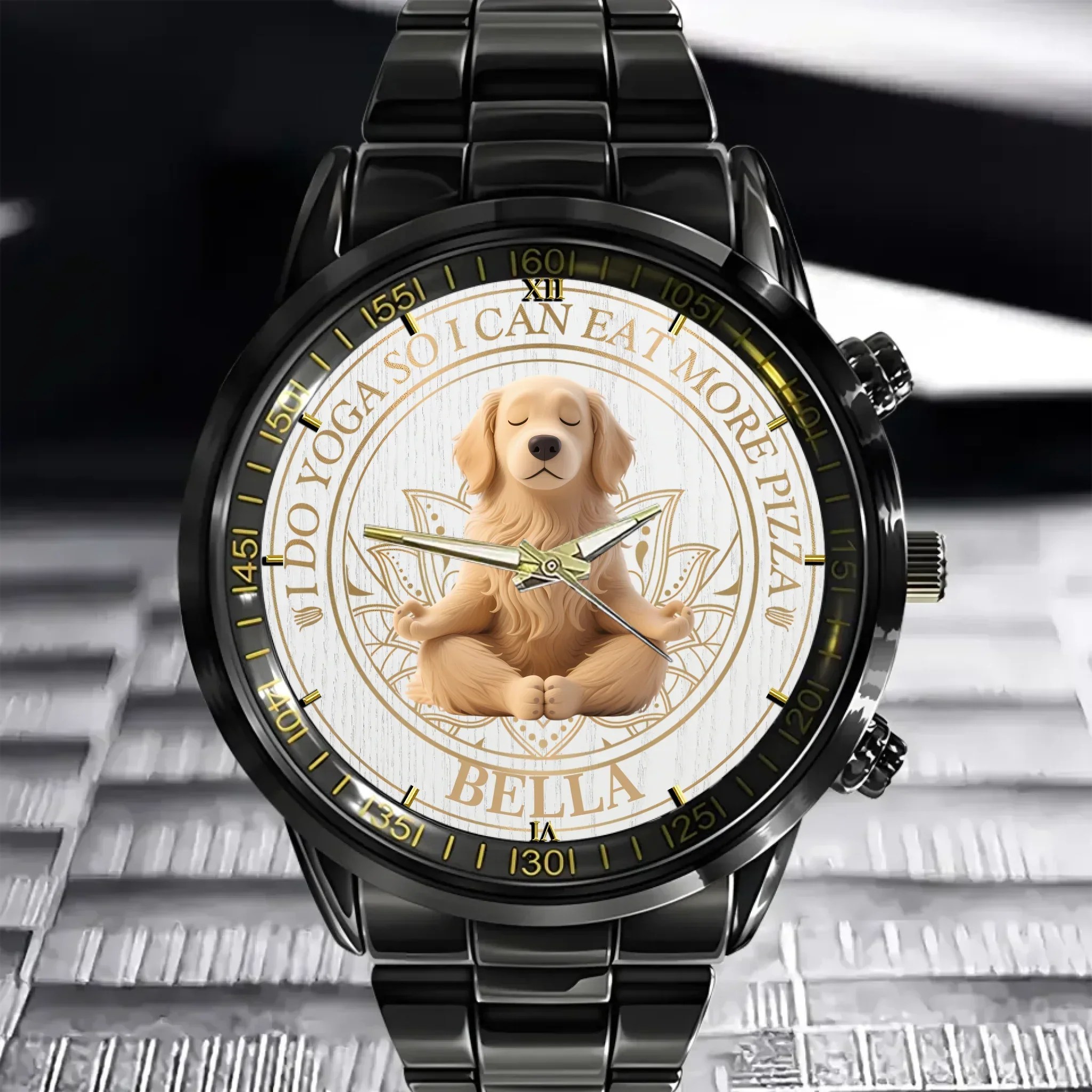 Custom I Do Yoga So I Can Eat More Pizza. - Pet Personalized Watch - Joliny