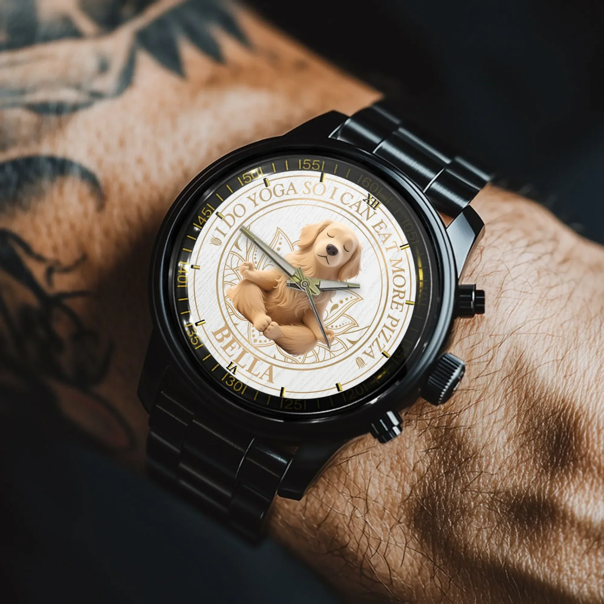 Custom I Do Yoga So I Can Eat More Pizza. - Pet Personalized Watch - Joliny