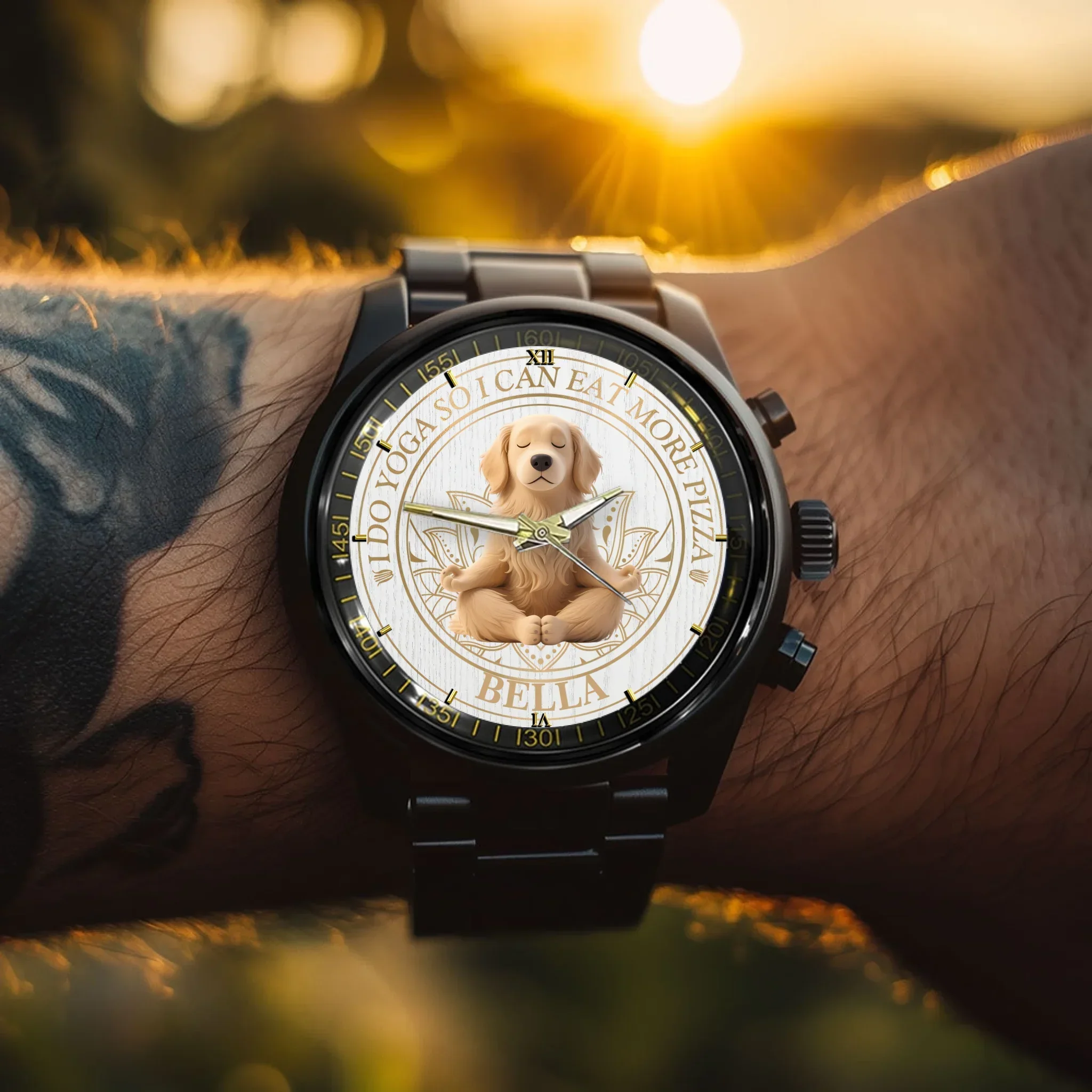 Custom I Do Yoga So I Can Eat More Pizza. - Pet Personalized Watch - Joliny