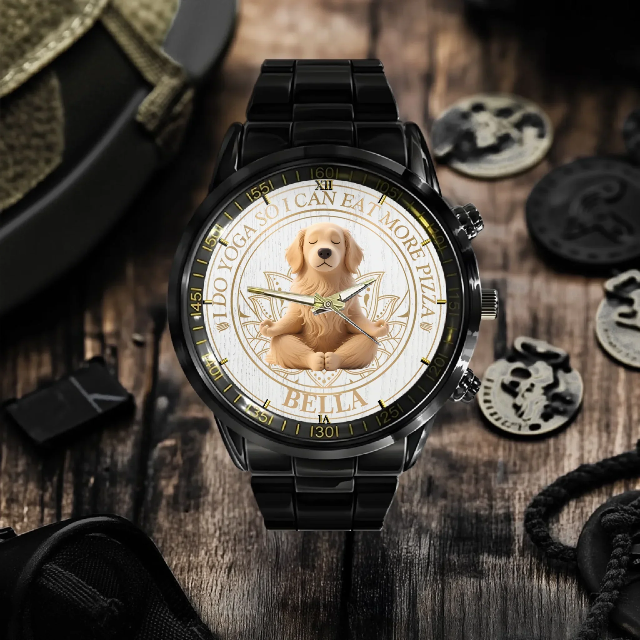 Custom I Do Yoga So I Can Eat More Pizza. - Pet Personalized Watch - Joliny