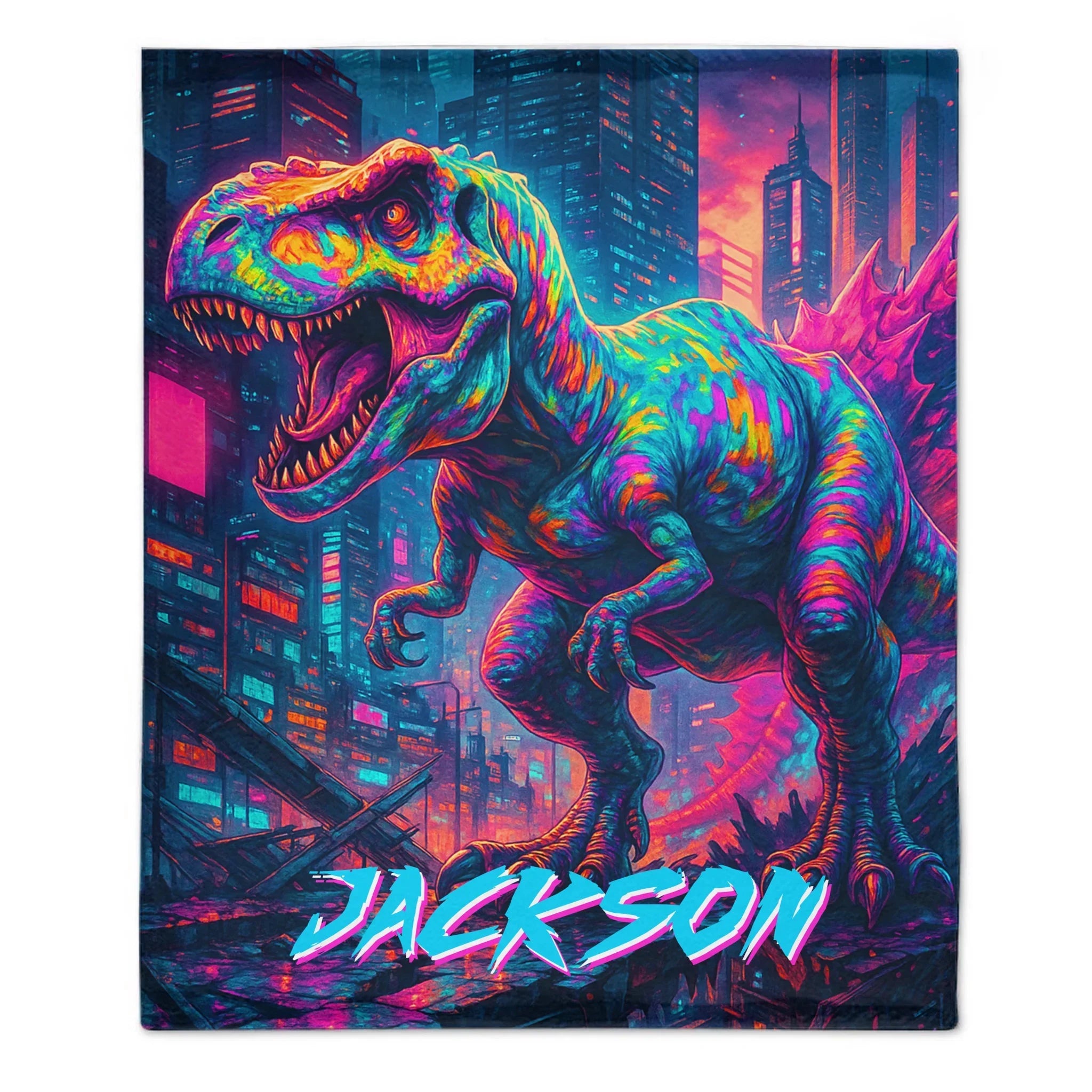 Cyberpunk Dinosaur - Personalized Blanket - Joliny