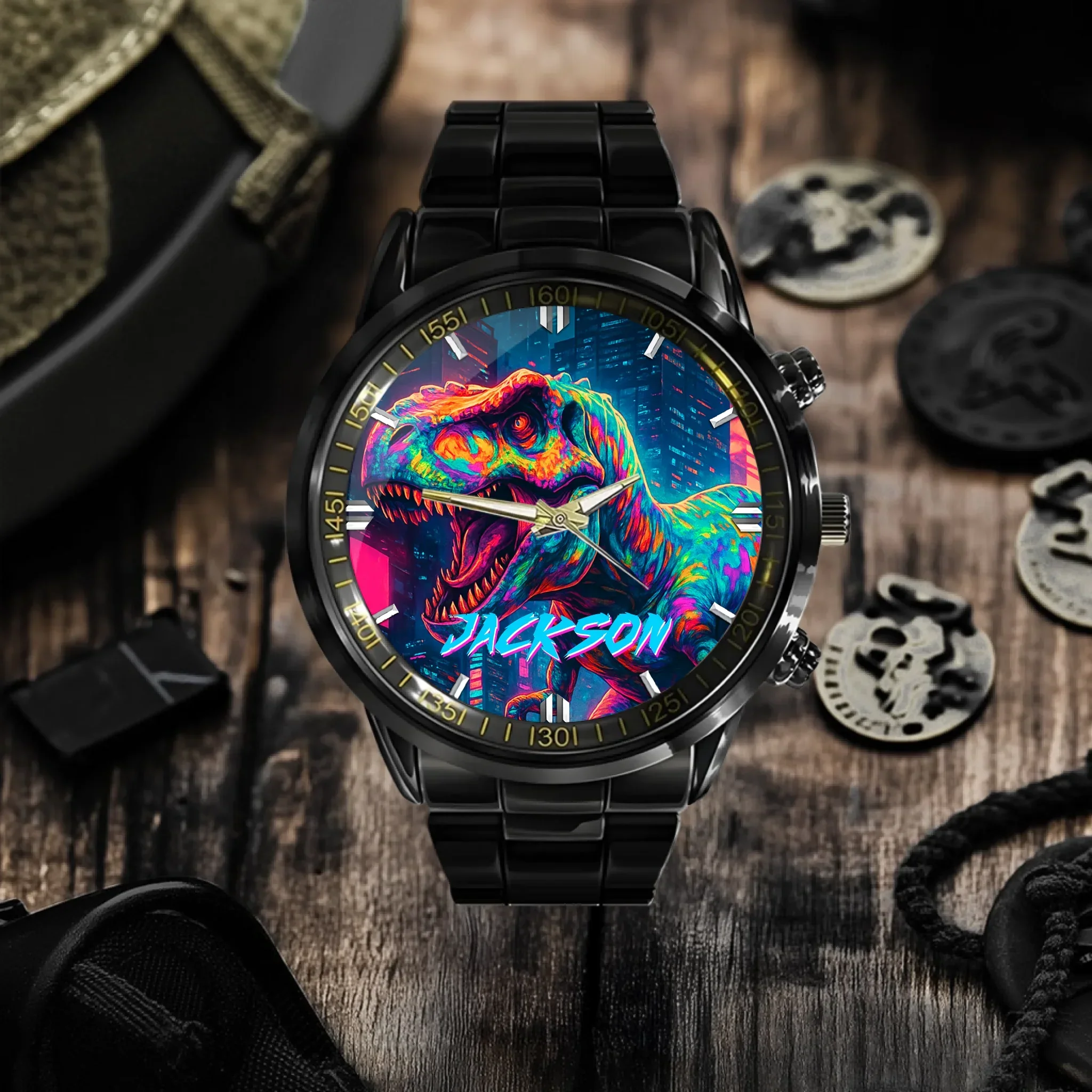 Cyberpunk Dinosaur - Personalized Watch - Joliny