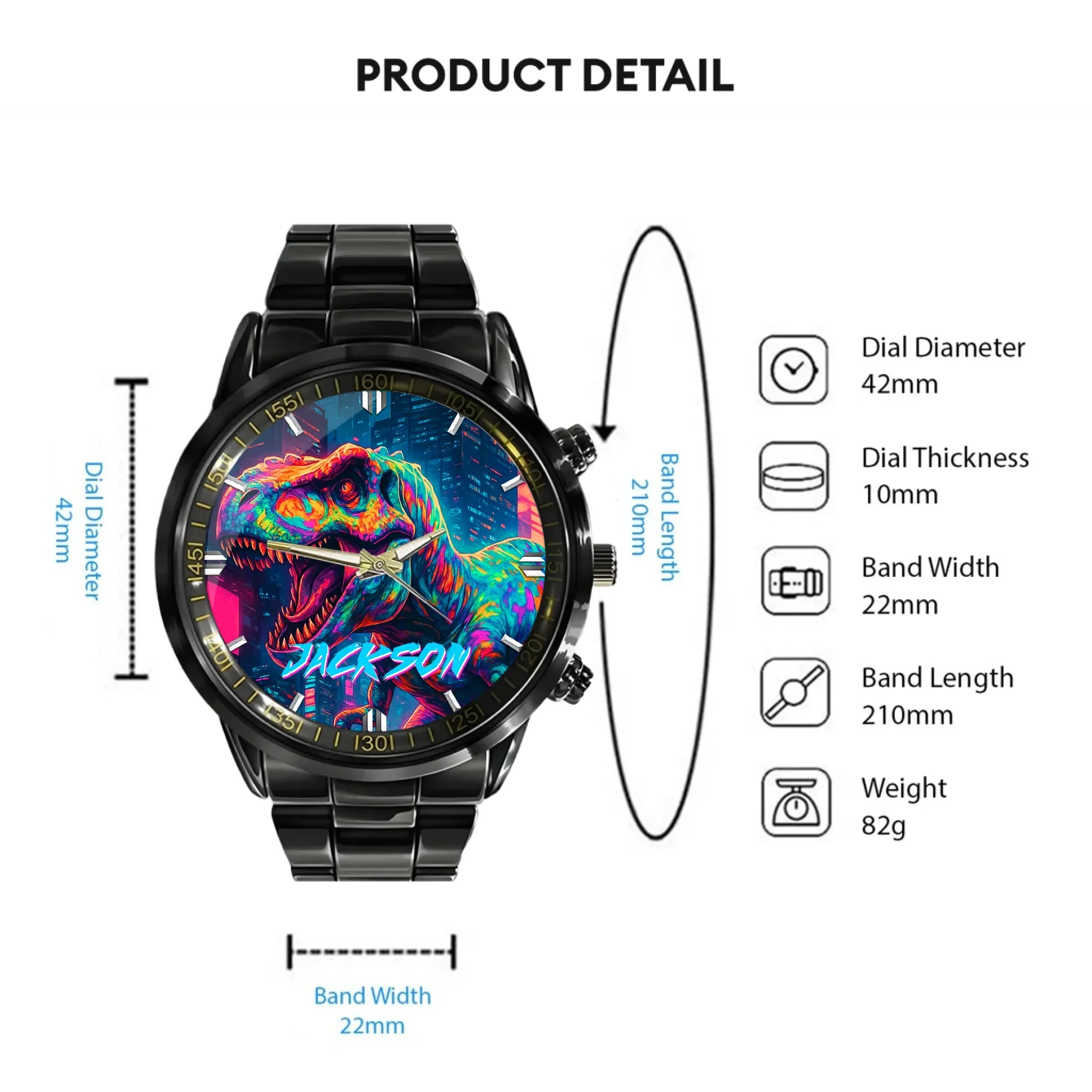 Cyberpunk Dinosaur - Personalized Watch - Joliny