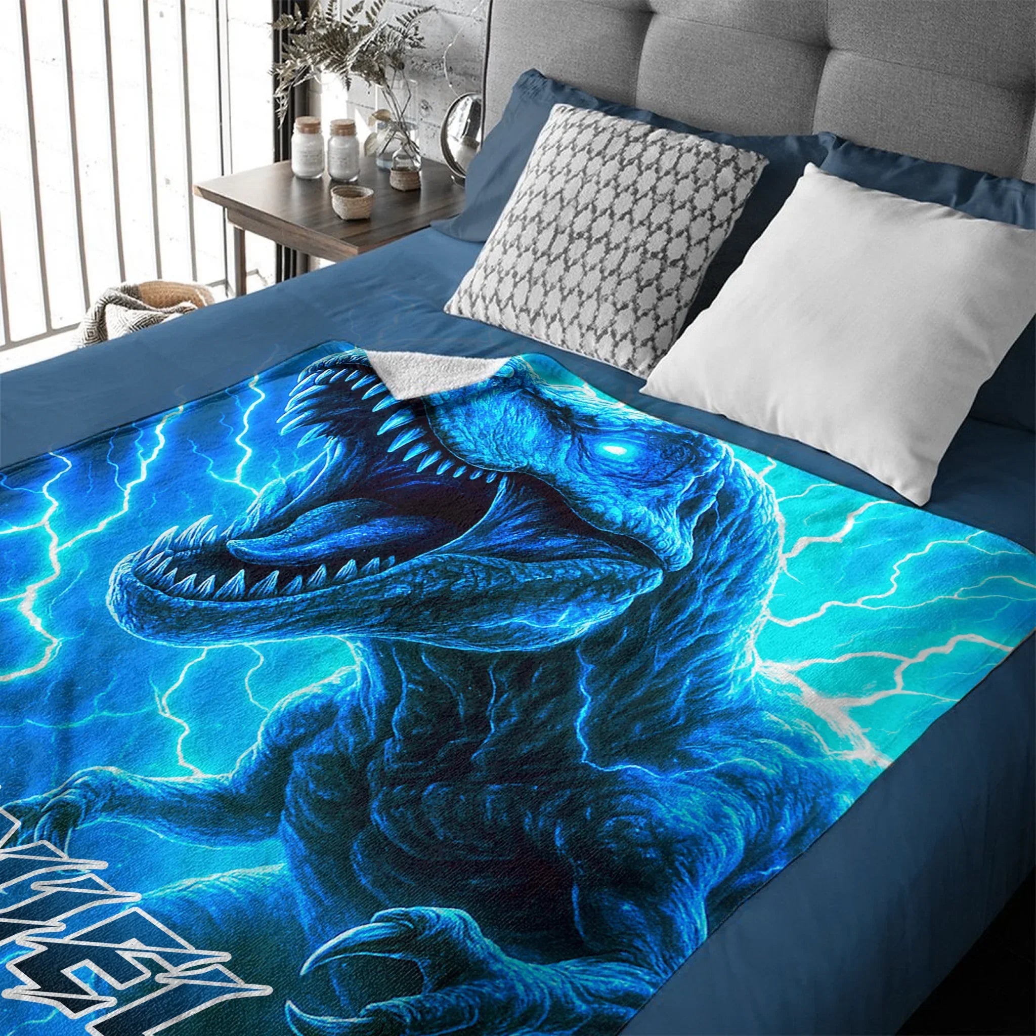 Lightning Dinosaur - Personalized Blanket - Joliny