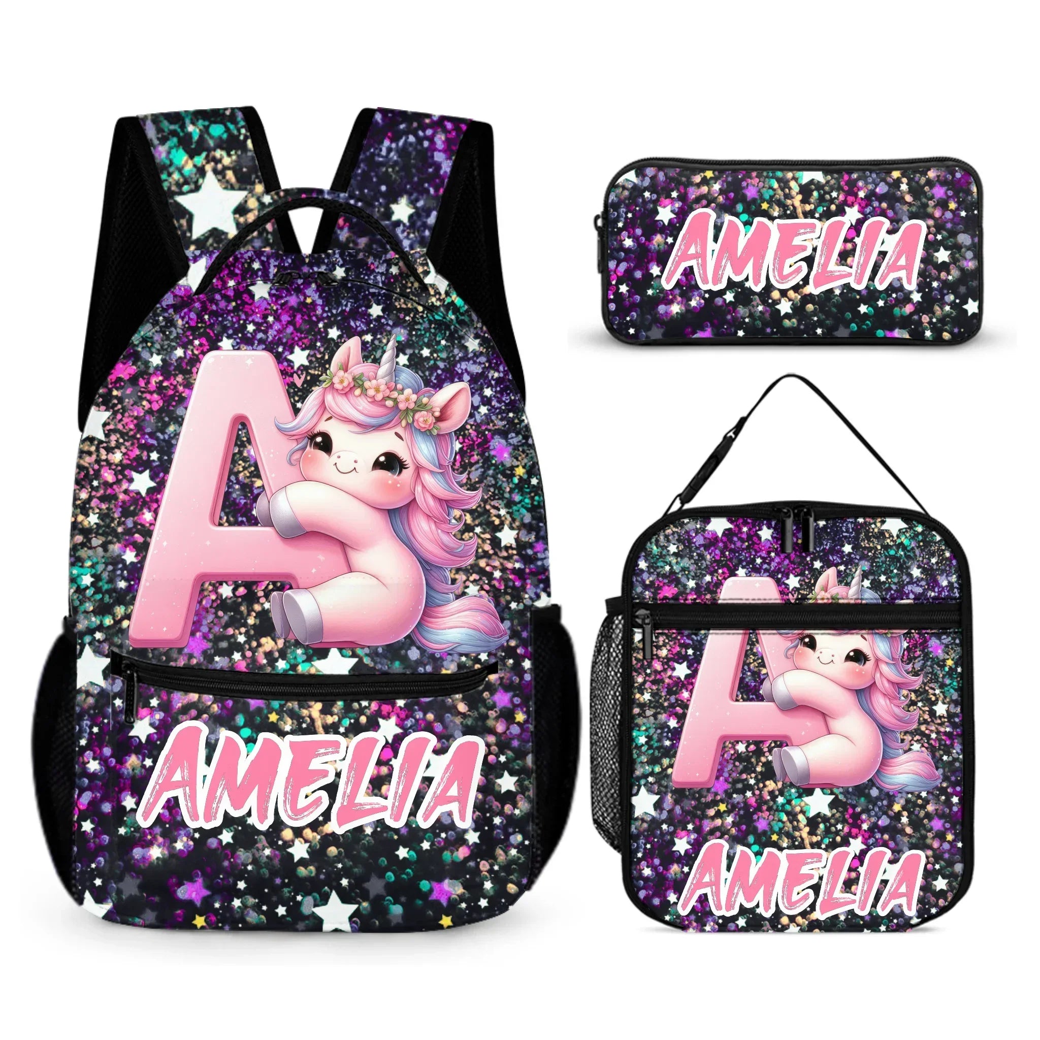Initials Customized Cute Unicorn Backpack - School Season Gift for Girls Birthday Gift - Joliny