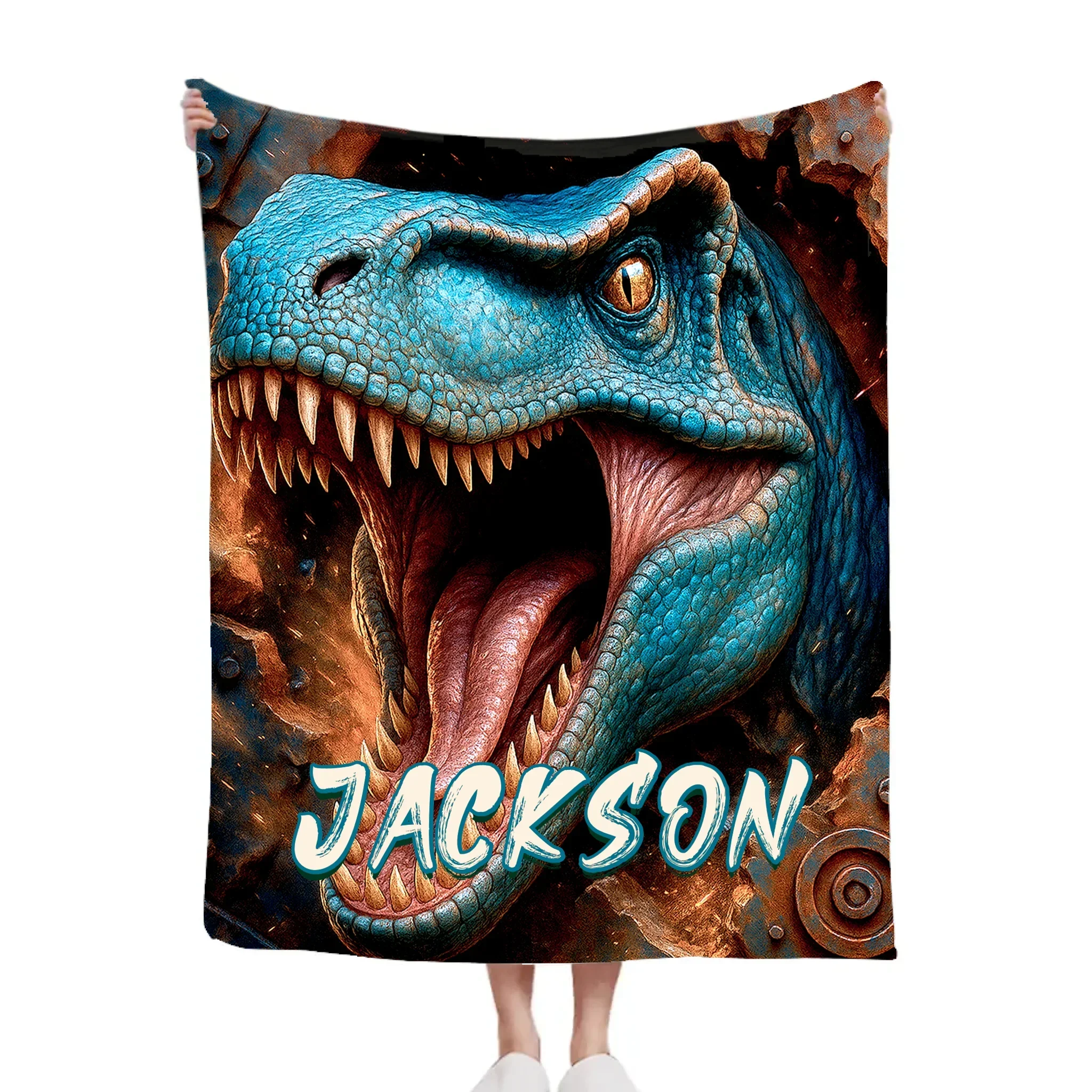 Realistic Style Large Dinosaur Custom Blanket - Gift for Dinosaur Enthusiast - Joliny