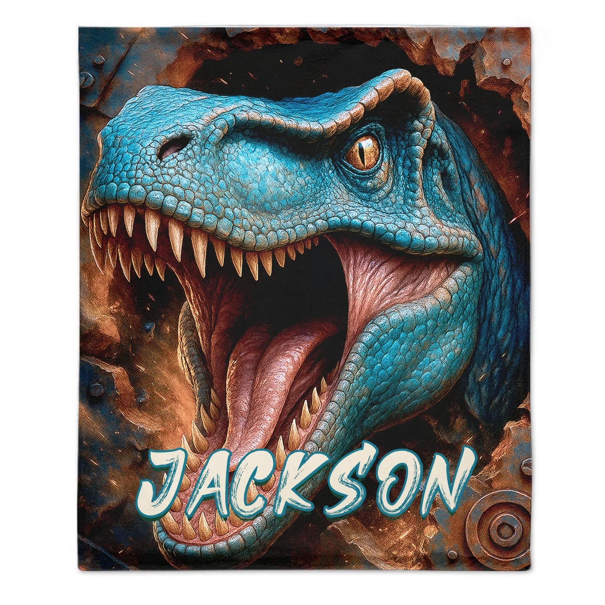 Realistic Style Large Dinosaur Custom Blanket - Gift for Dinosaur Enthusiast - Joliny