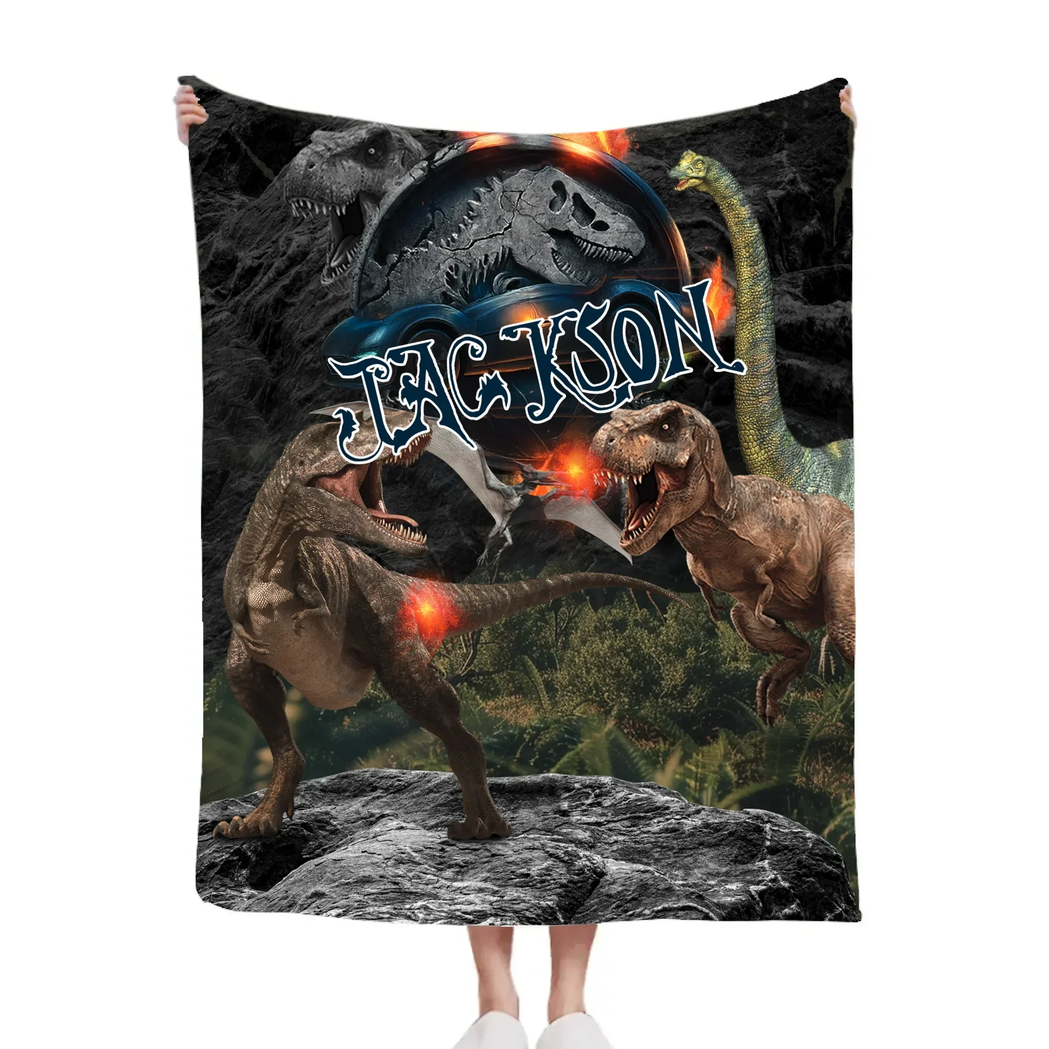 Jurassic Era Personalized Name Customized Blanket - Gifts For Dinosaur Enthusiasts - Joliny