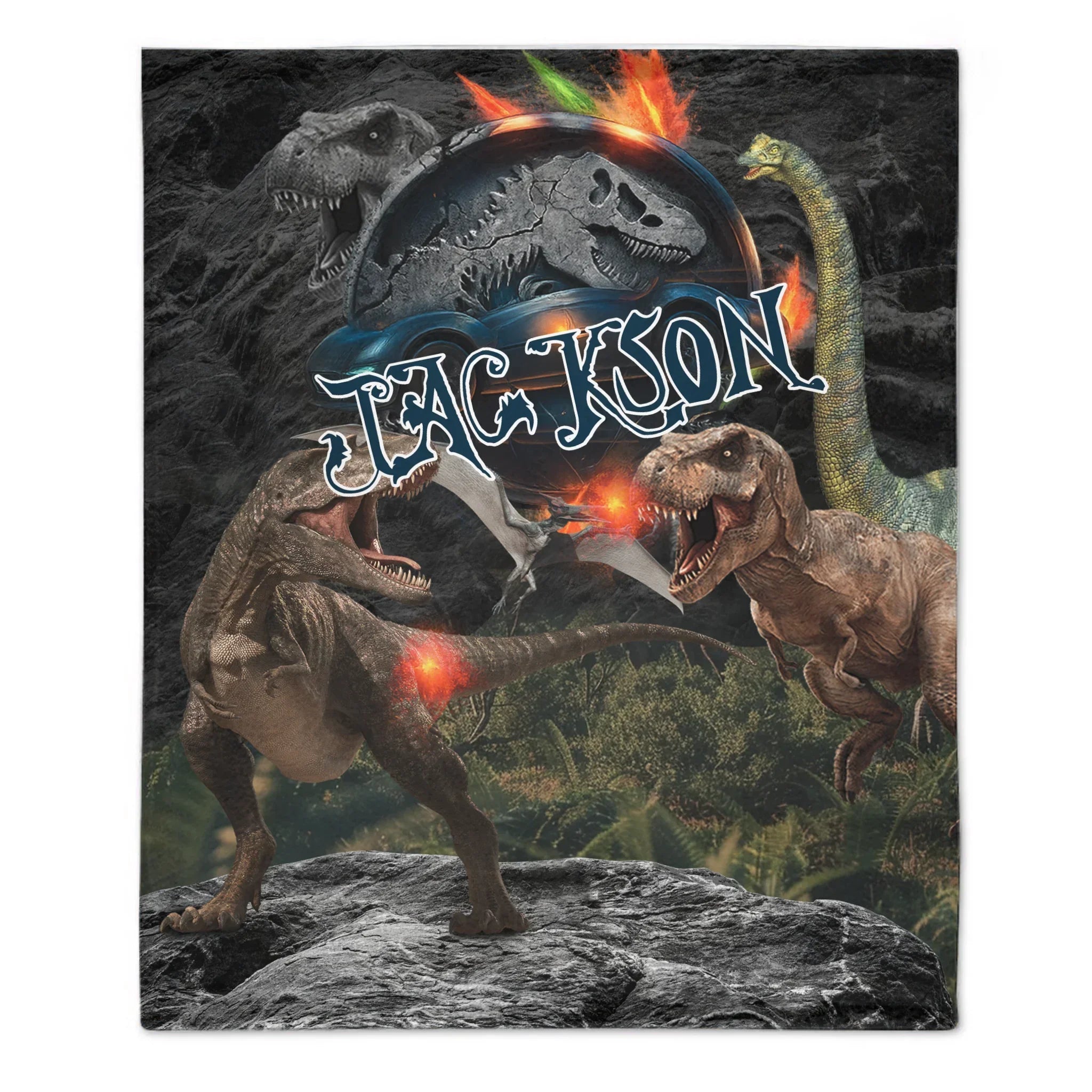 Jurassic Era Personalized Name Customized Blanket - Gifts For Dinosaur Enthusiasts - Joliny