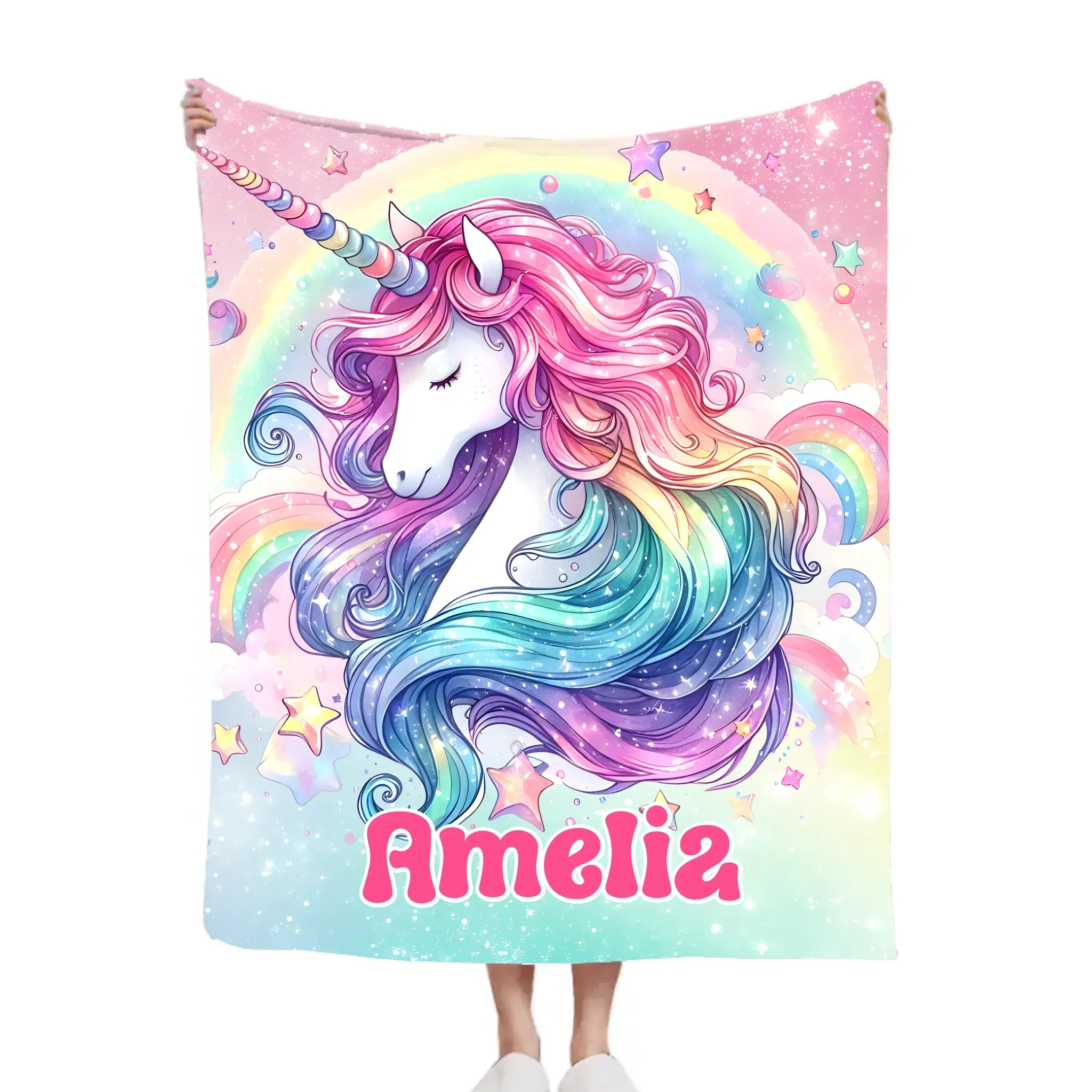 Dreamy Unicorn Blanket - Personalized Blanket - Gift for Girls - Joliny
