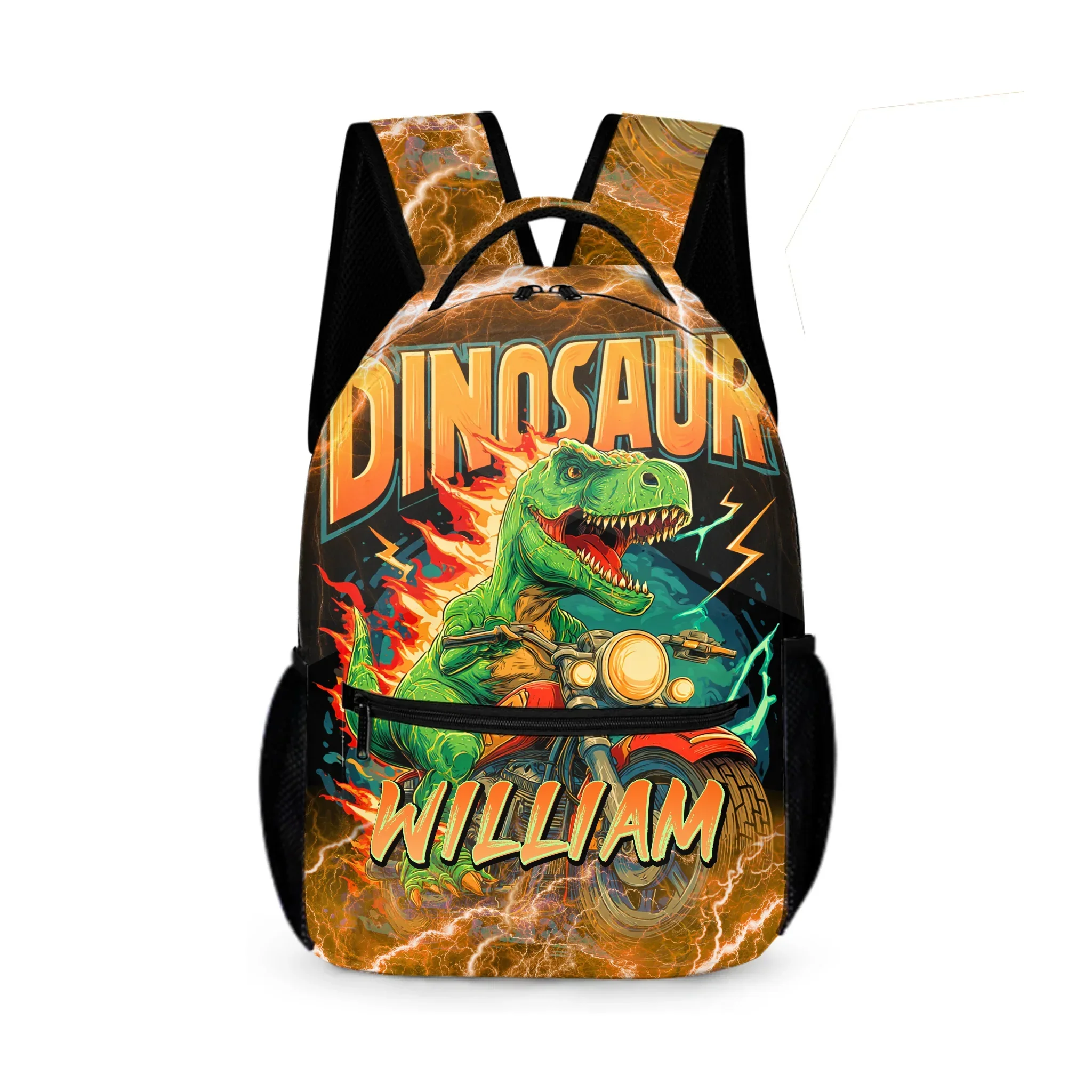 Lightning Dinosaur Riding Motorcycle Custom Backpack - Go-to-school Season Gift - Joliny