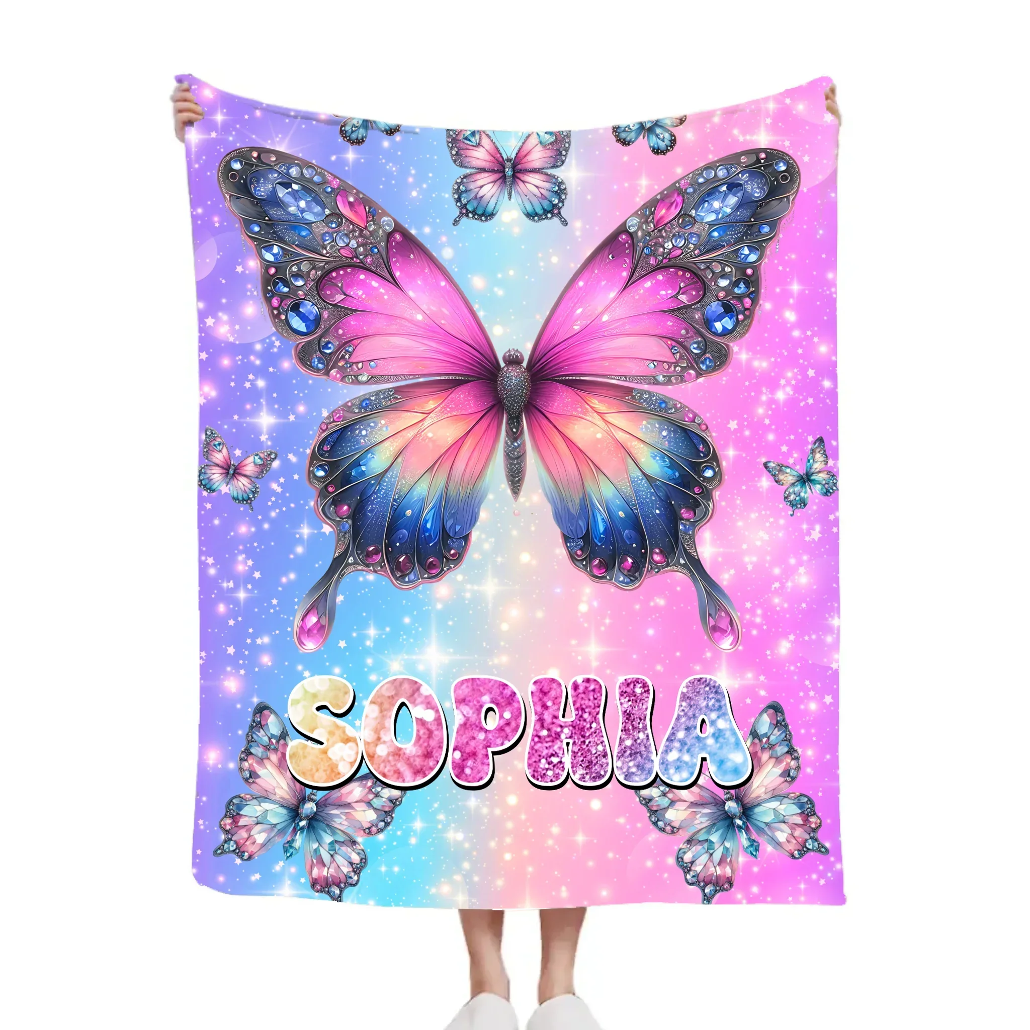Cherished Butterfly Customized Blanket - Personalized Name - Gift For Girl - Joliny
