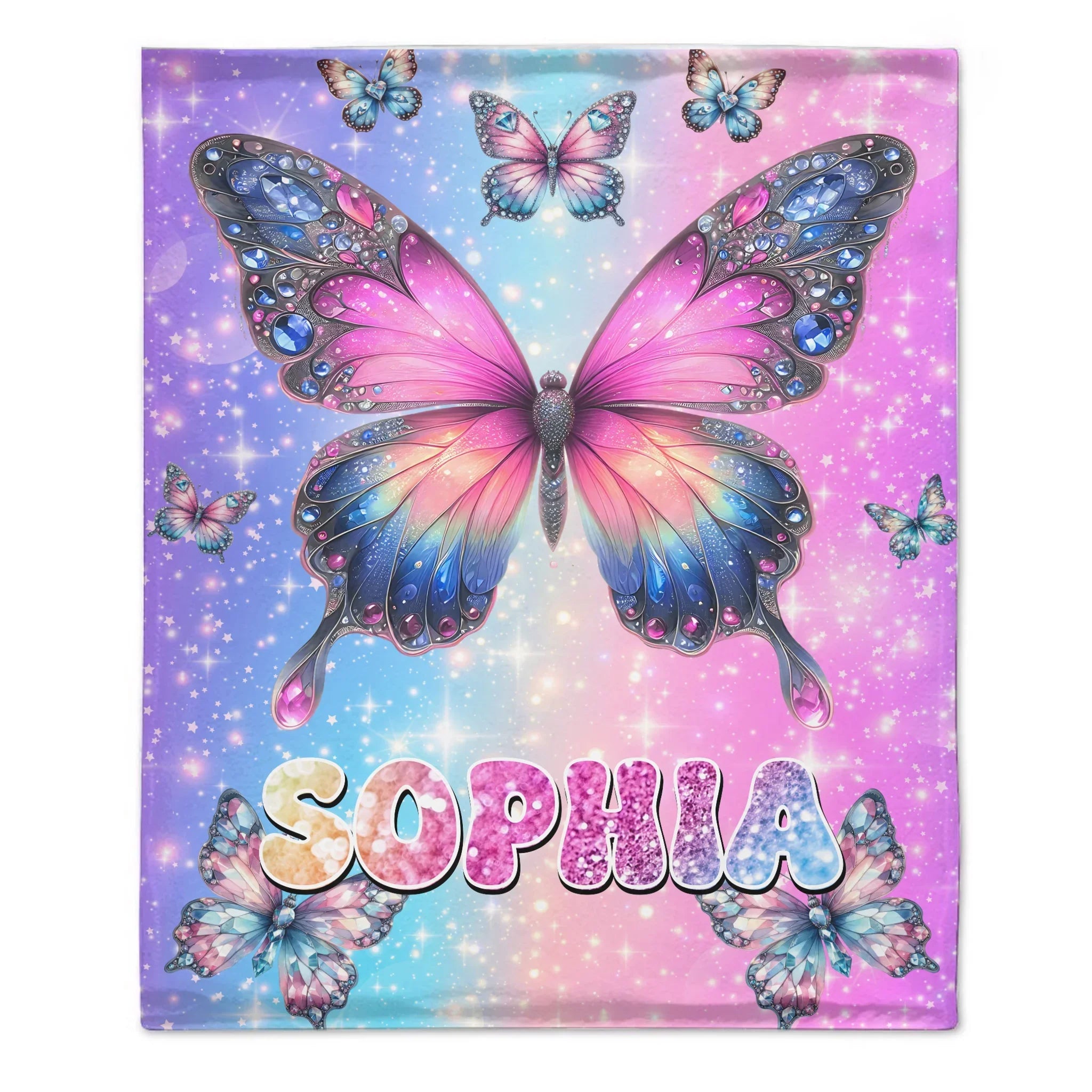 Cherished Butterfly Customized Blanket - Personalized Name - Gift For Girl - Joliny