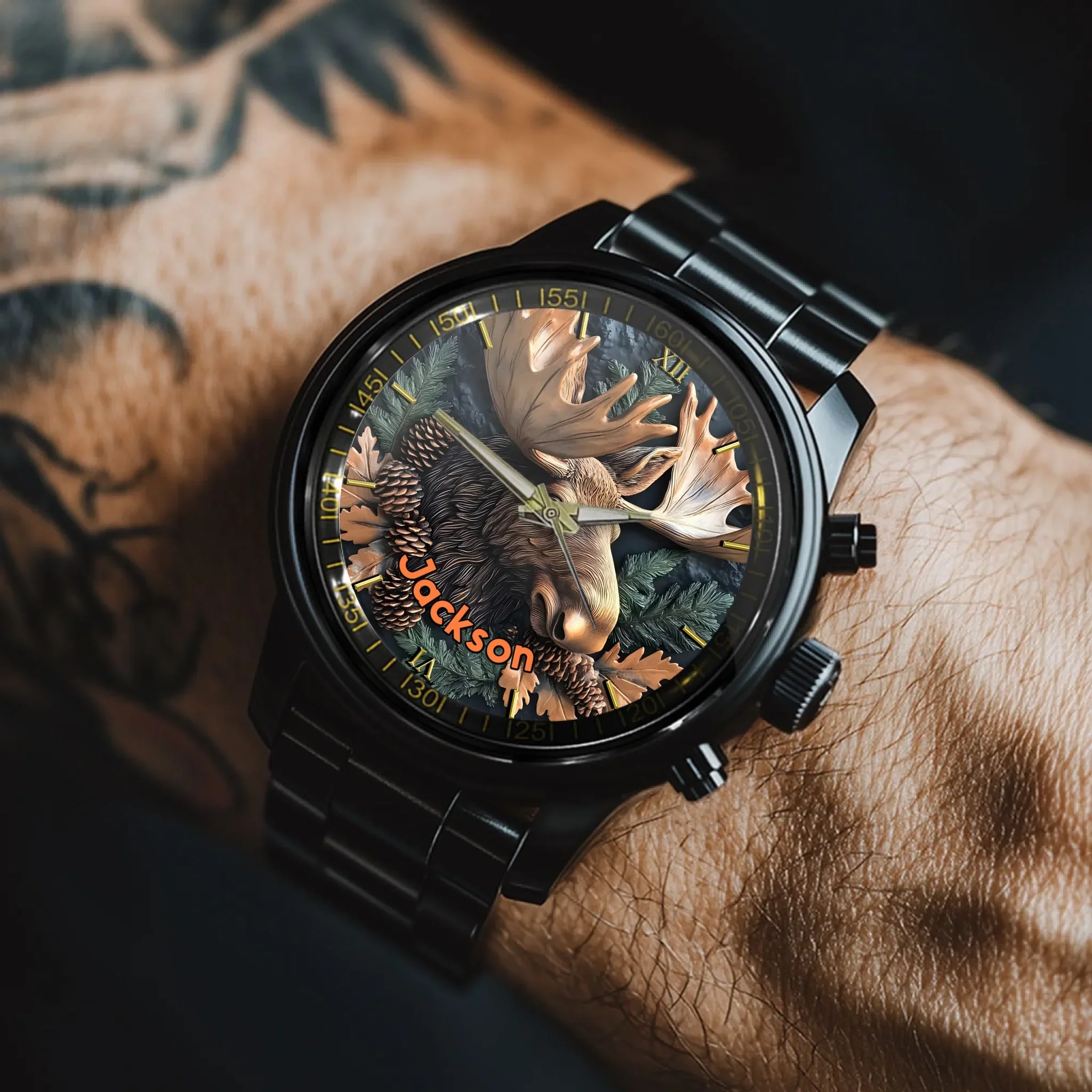 Relief-style Forest Deer Custom Watch - Personalized Watch - Joliny