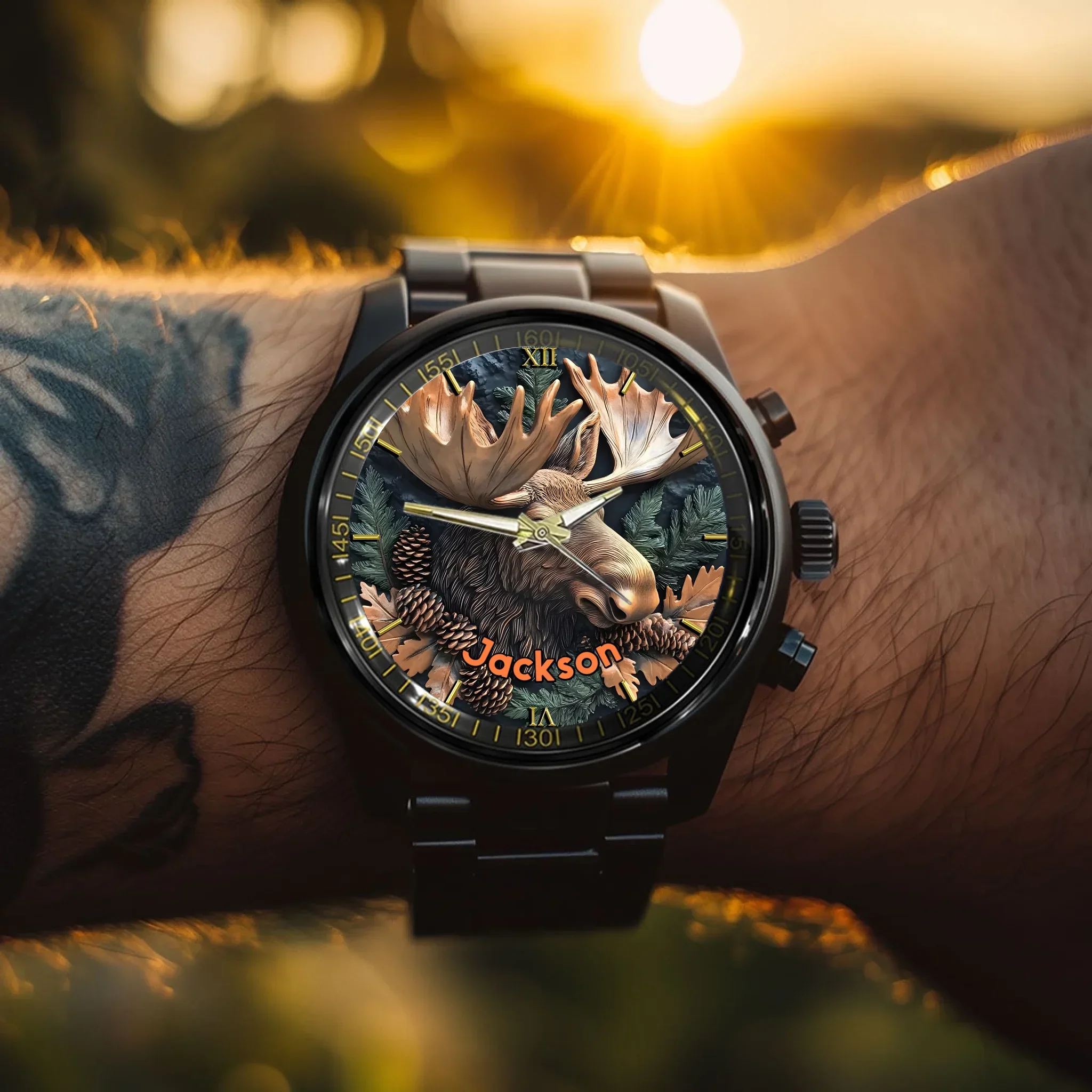 Relief-style Forest Deer Custom Watch - Personalized Watch - Joliny