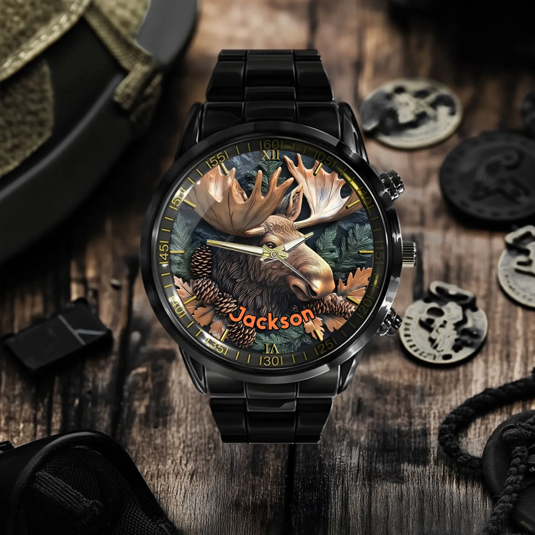 Relief-style Forest Deer Custom Watch - Personalized Watch - Joliny
