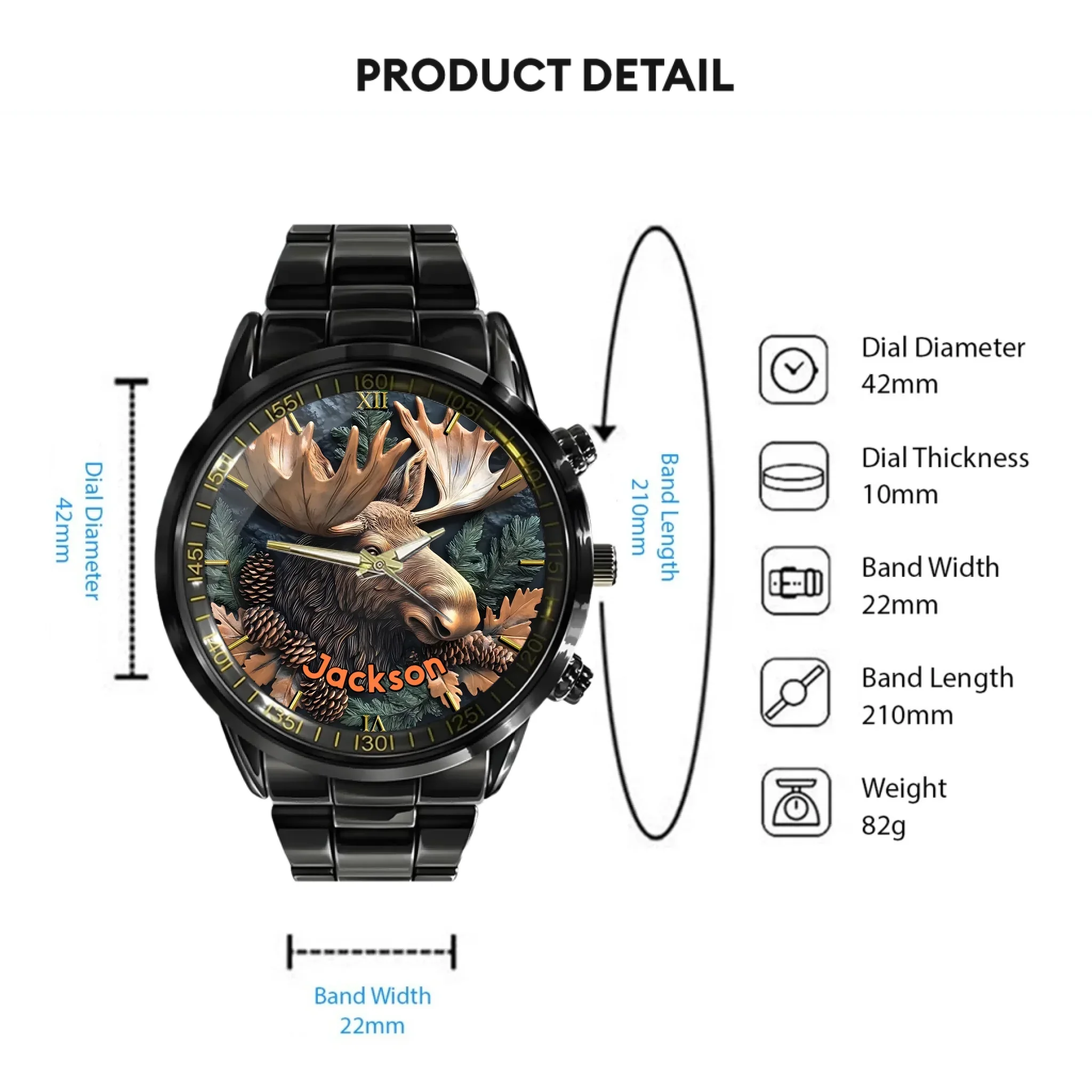 Relief-style Forest Deer Custom Watch - Personalized Watch - Joliny